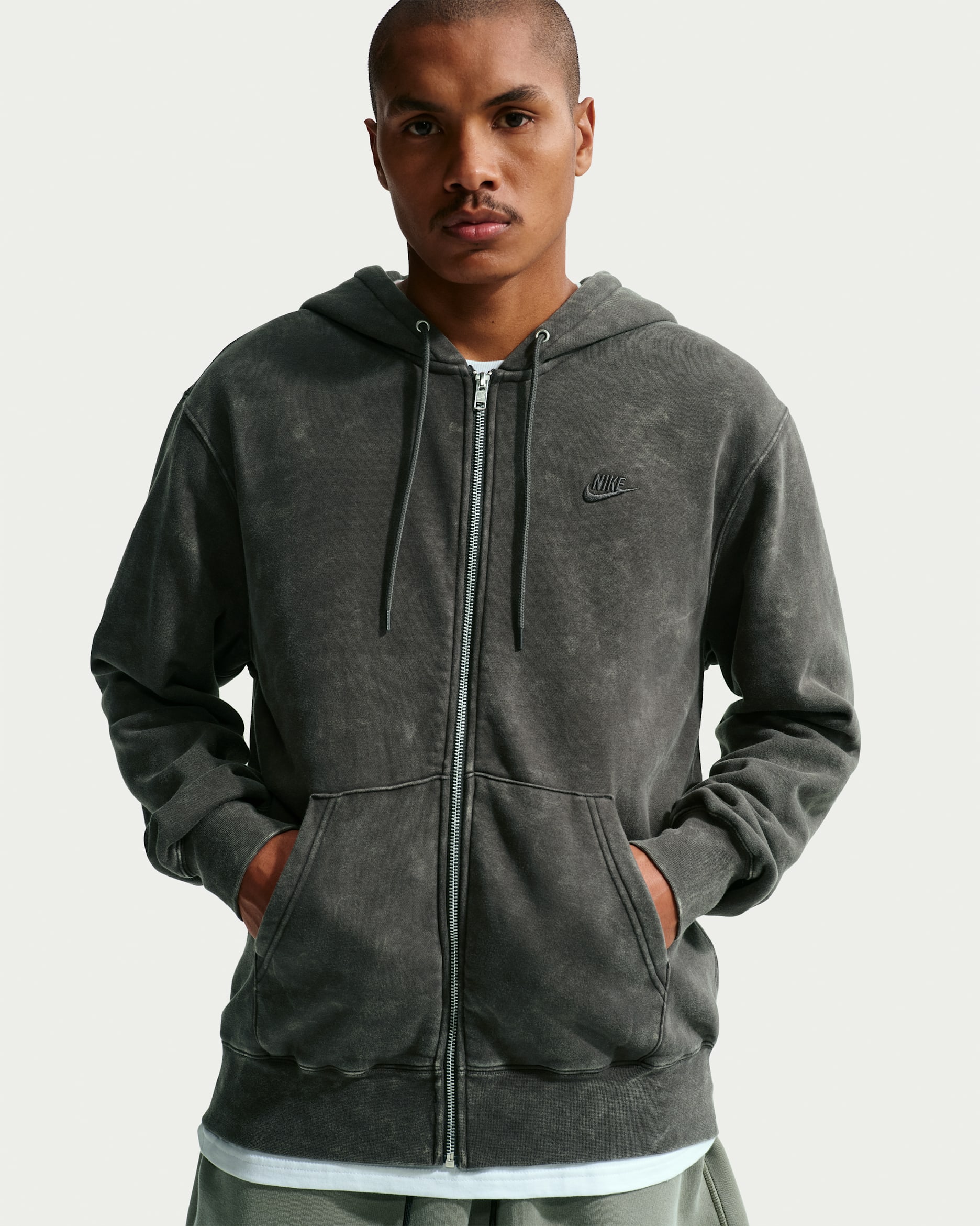 나이키 클럽 남성 풀집 플리스 후디 - 앤트러사이트/앤트러사이트