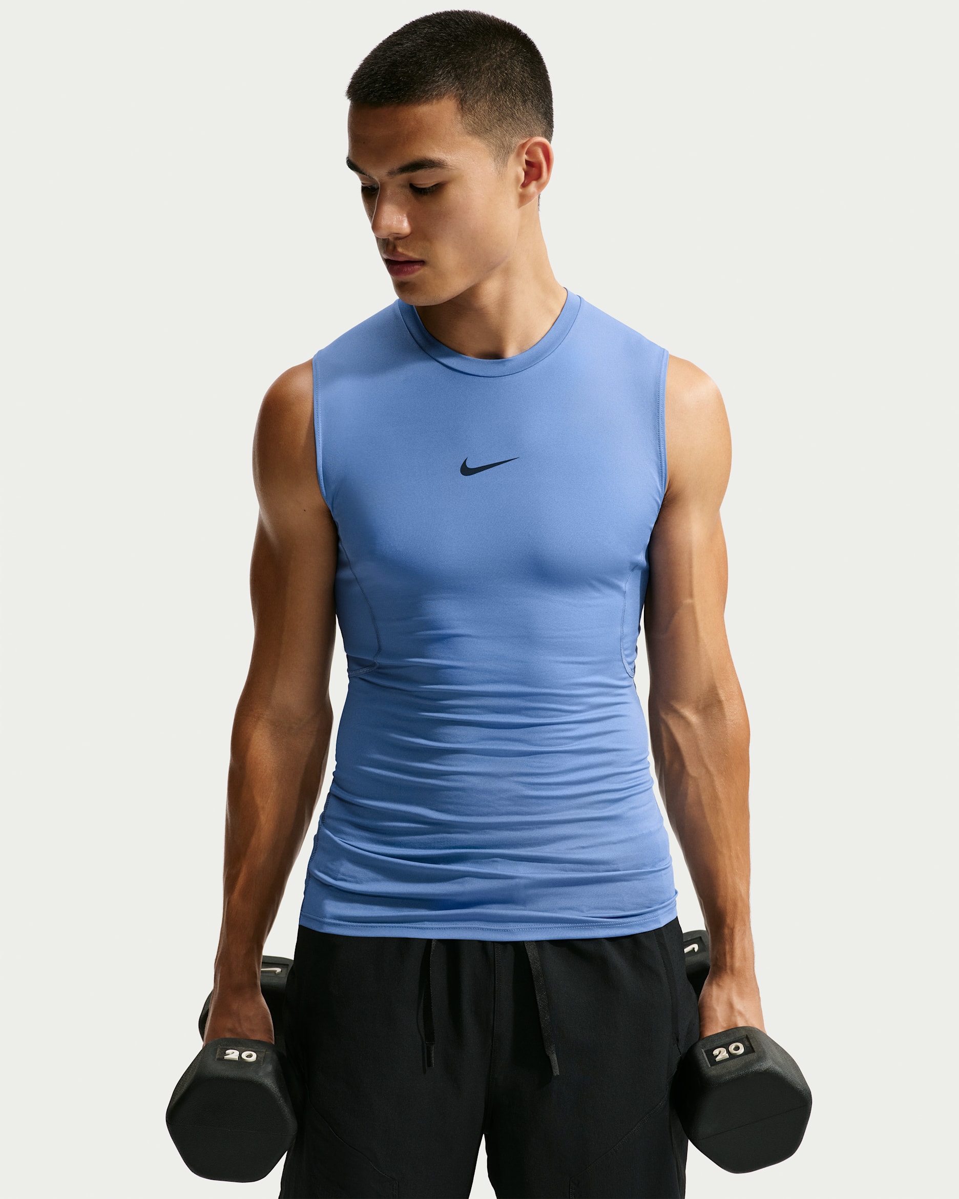 Nike Pro Men's Dri-FIT Tight Sleeveless Fitness Top - Indigo Storm/Black