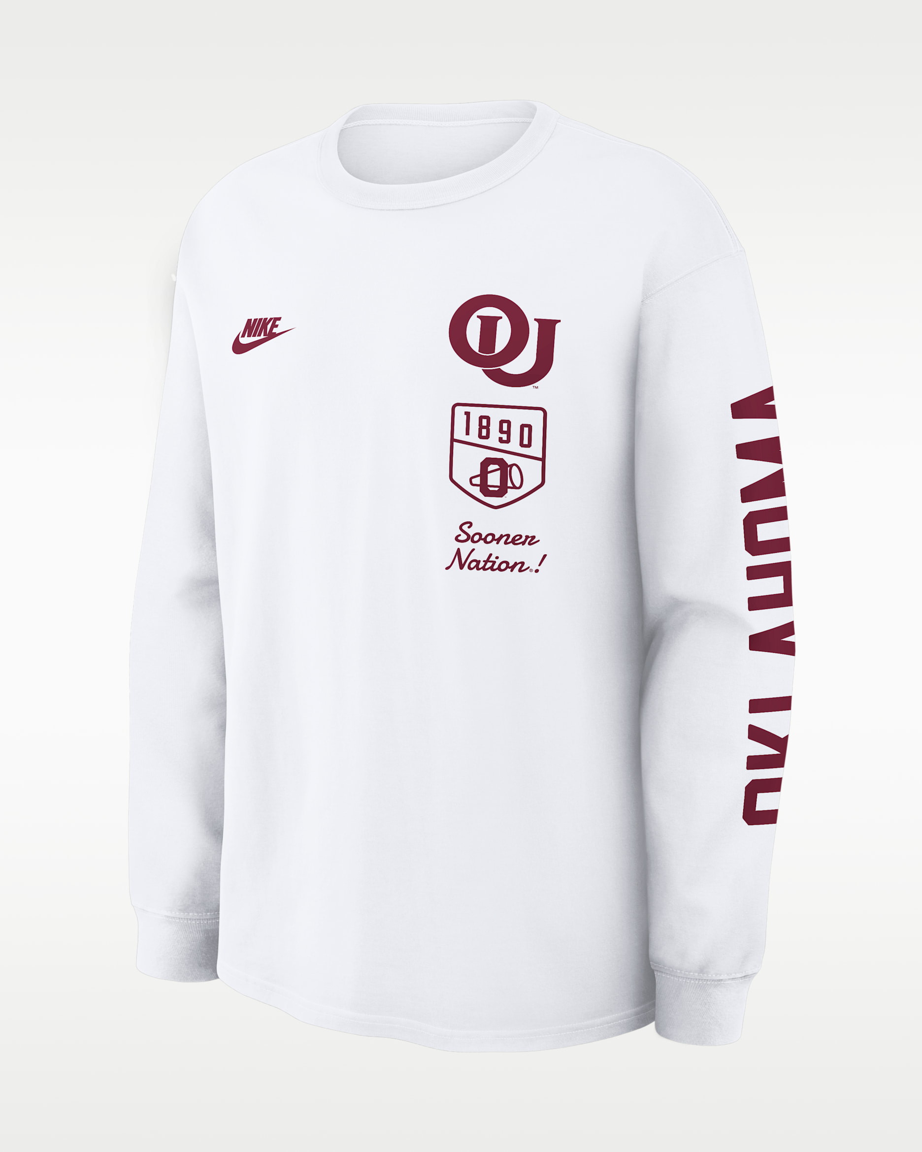Playera de manga larga universitaria Nike para hombre Oklahoma Legacy - Blanco