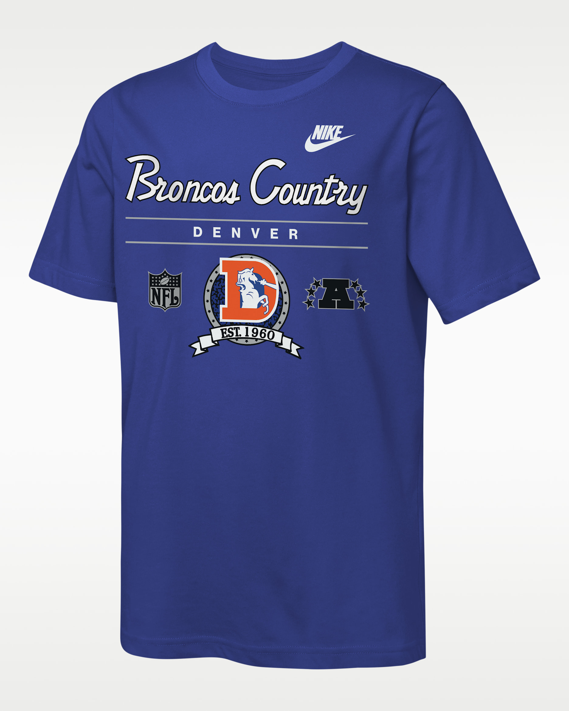 Denver Broncos Rewind Hometown Slub Big Kids' Nike Dri-FIT NFL T-Shirt - Royal