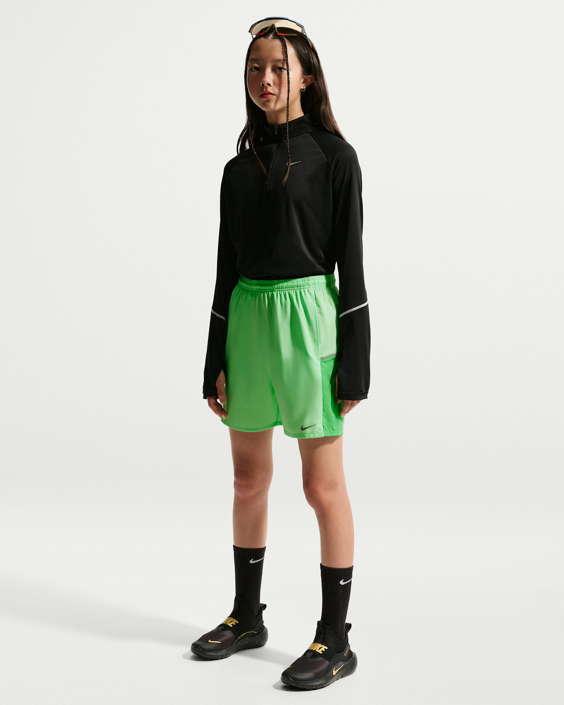 Träningsshorts Nike Miler Dri-FIT för ungdom - Illusion Green/Light Green Spark