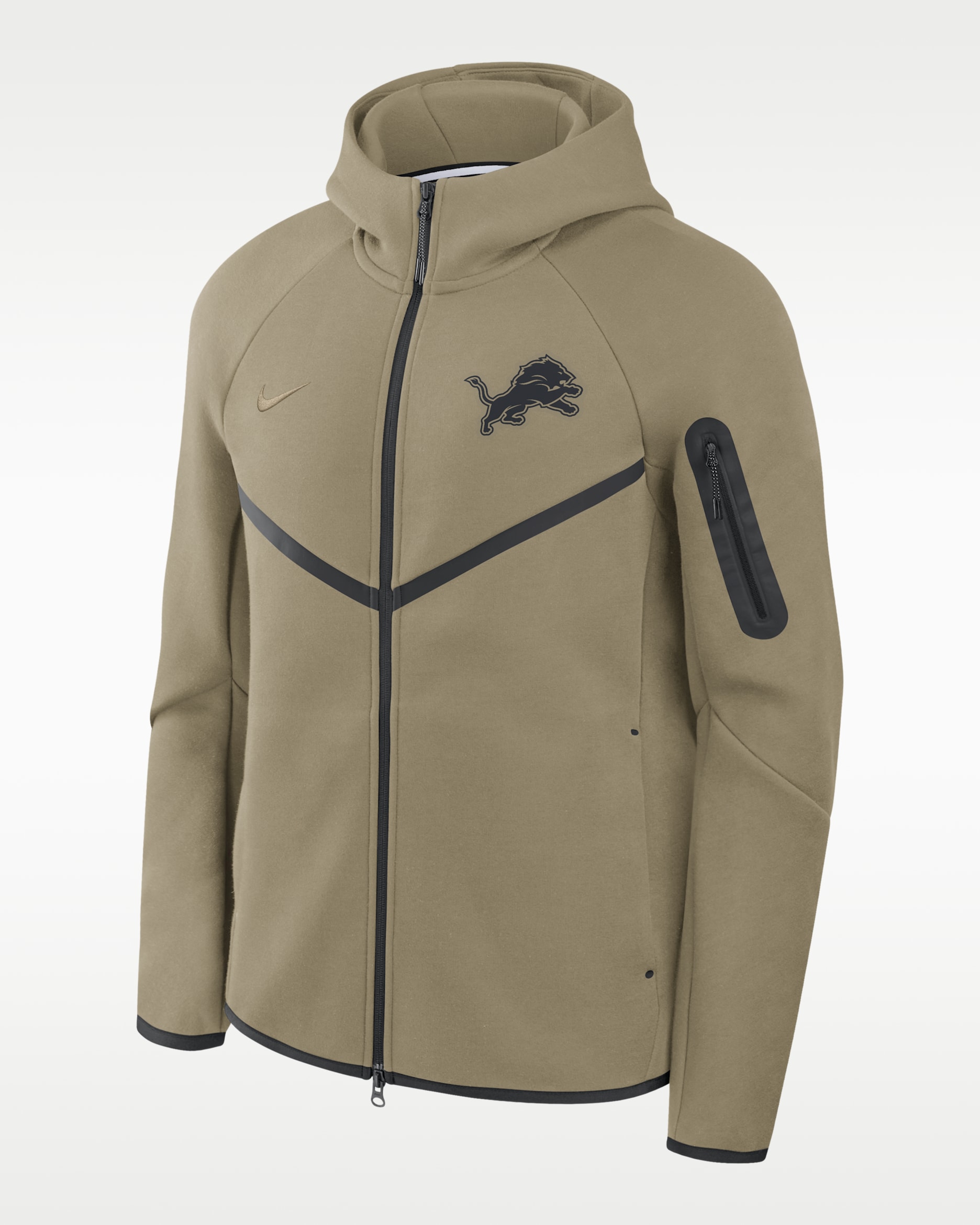 Detroit Lions Tech Fleece Windrunner Men's Nike NFL Full-Zip Hooded Jacket - Olive/Black/Olive