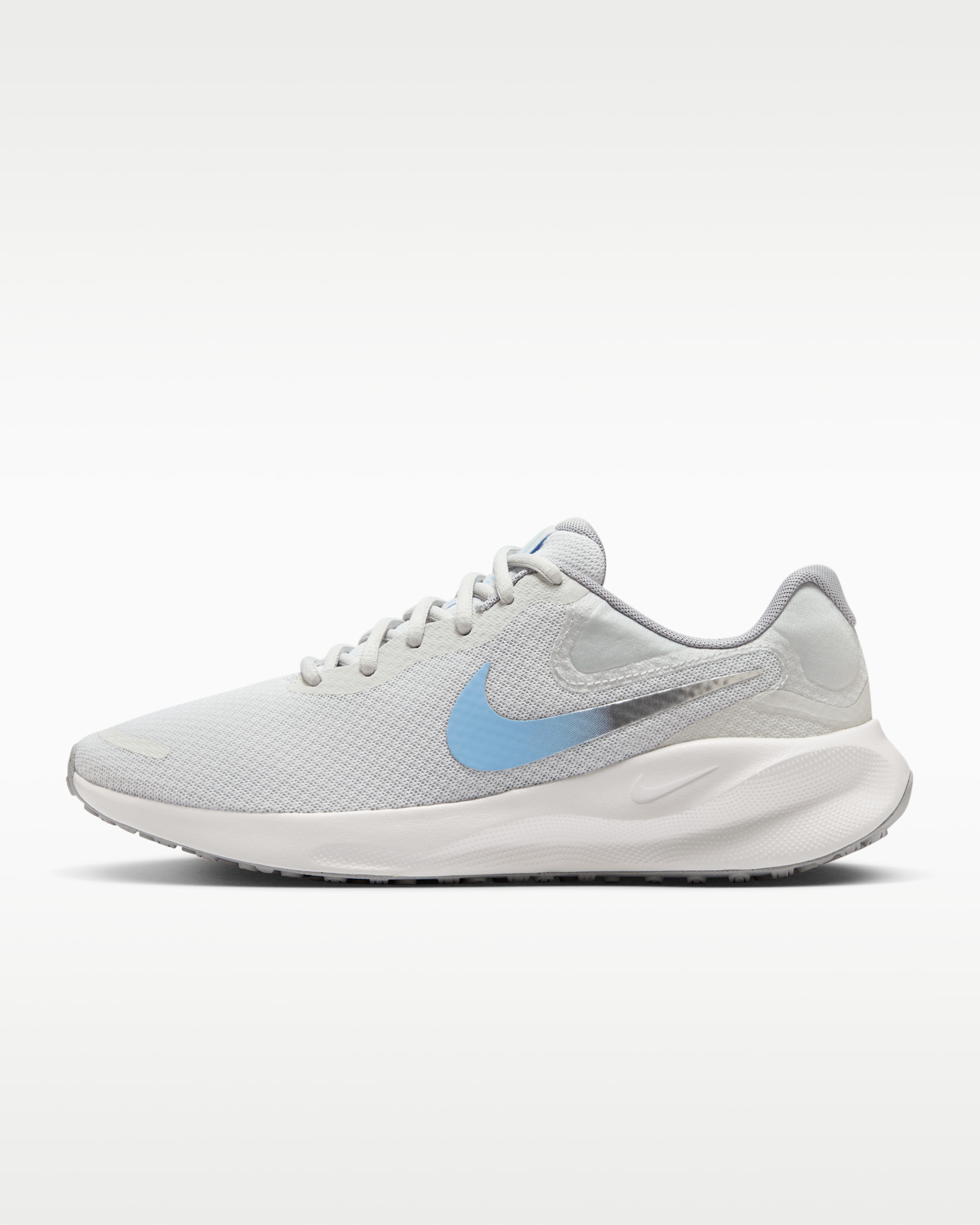 Nike Revolution 7 Tenis de correr en pavimento para mujer - Polvo fotón/Azul psíquico/Blanco cumbre/Peltre metalizado