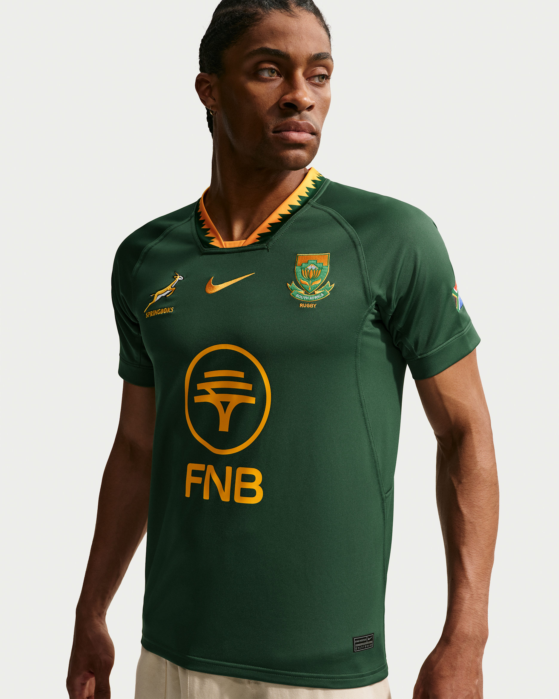 Springboks Men's Rugby Home Replica Shirt - Gorge Green/University Gold/University Gold