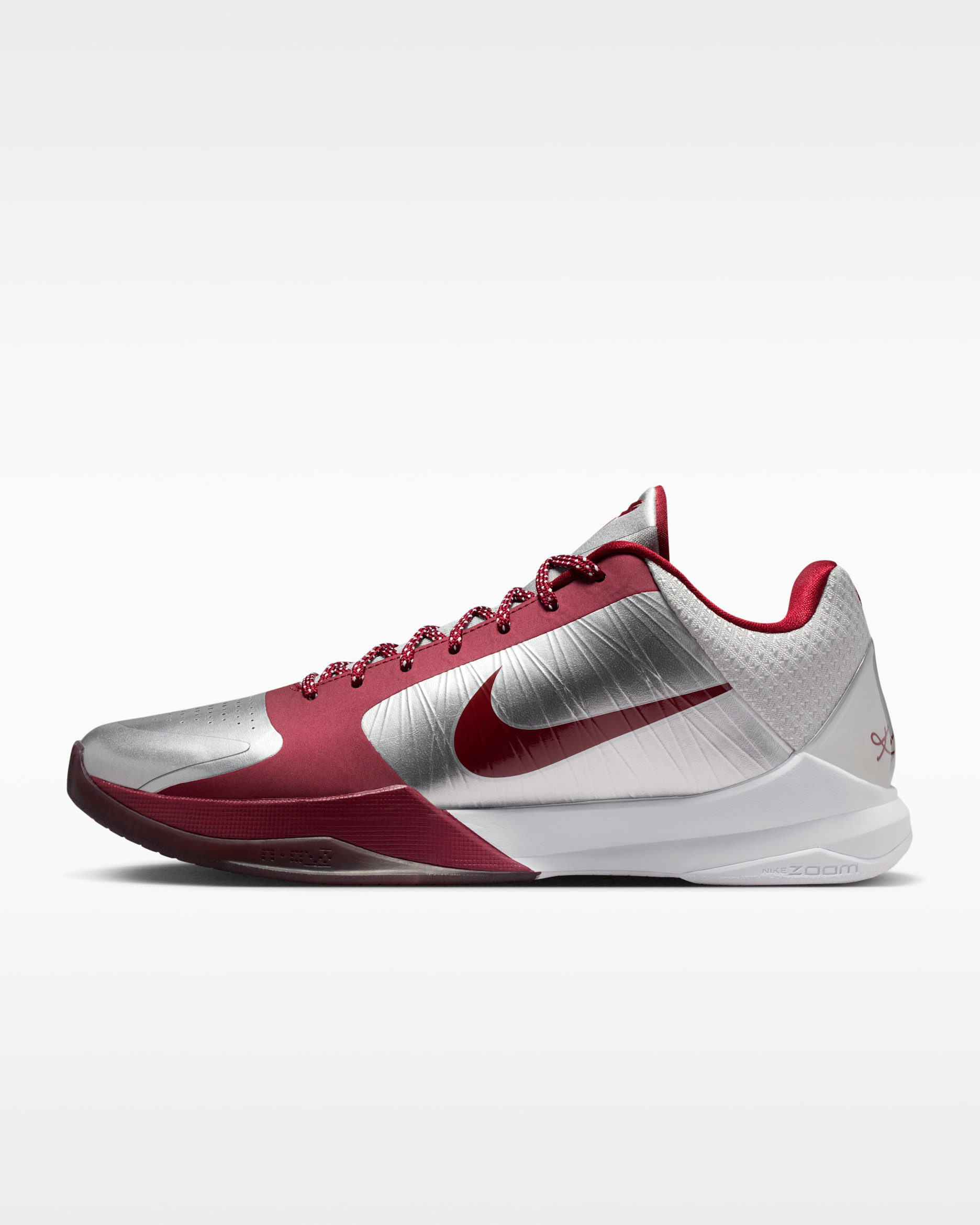 Kobe V Protro Basketball Shoes - Metallic Silver/White/Team Red