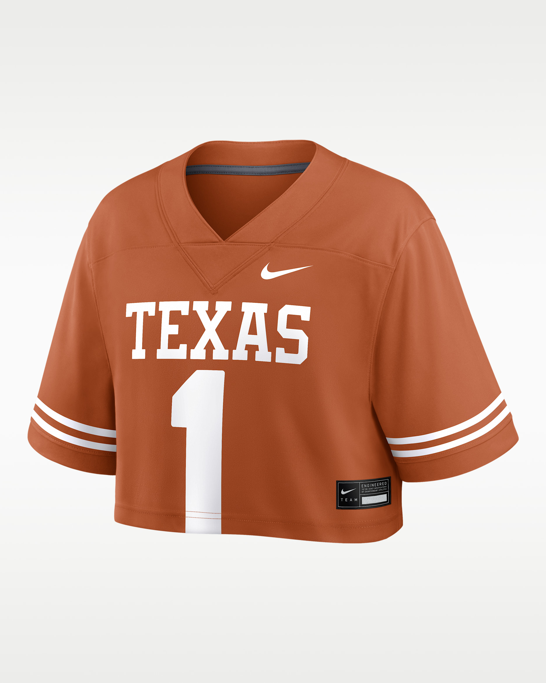 Jersey universitario Nike Dri-FIT Game cropped Texas para mujer - Naranja desierto