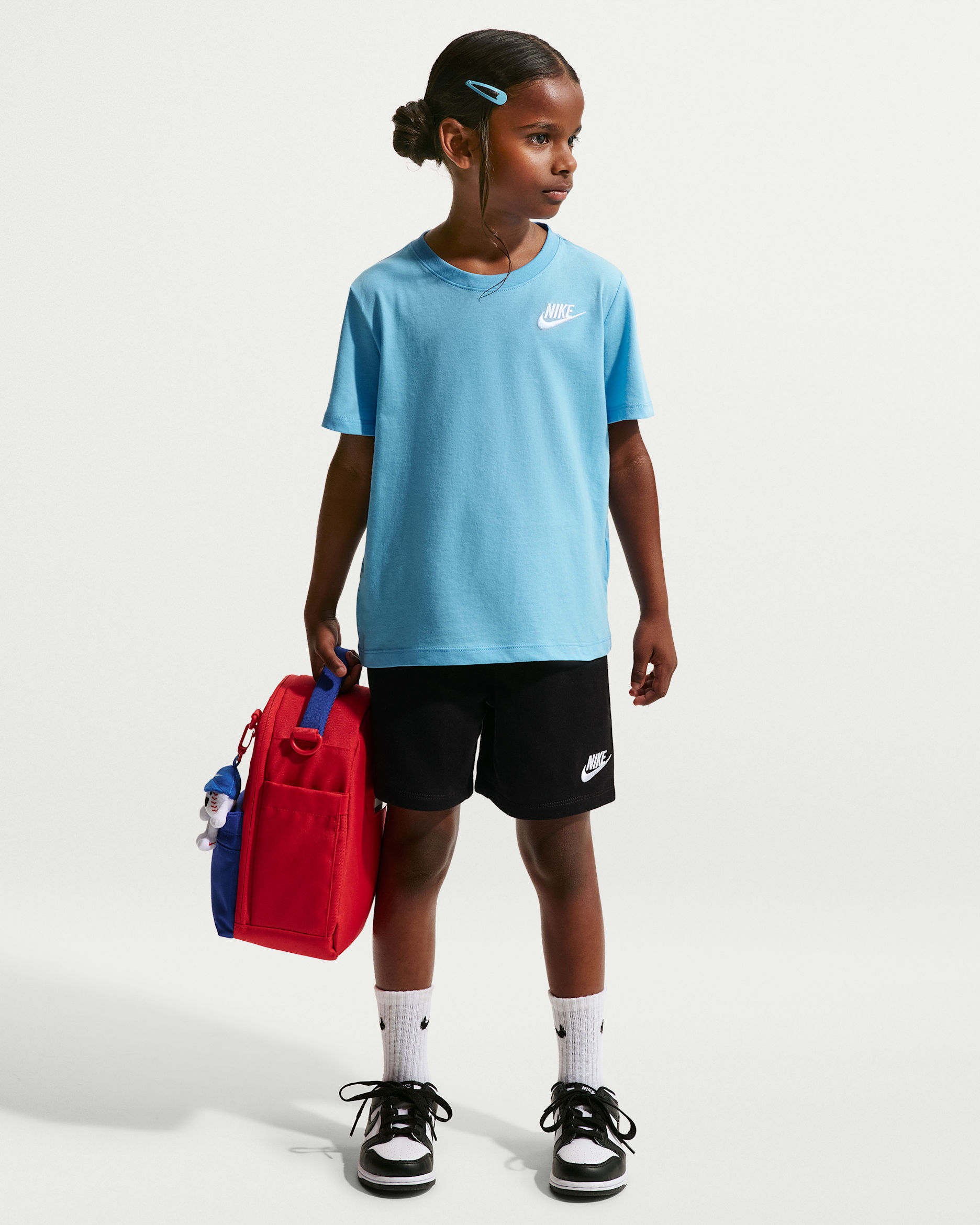 Conjunto de 2 piezas con shorts de tejido Knit Club para niños talla pequeña Nike - Azul fútbol/Negro