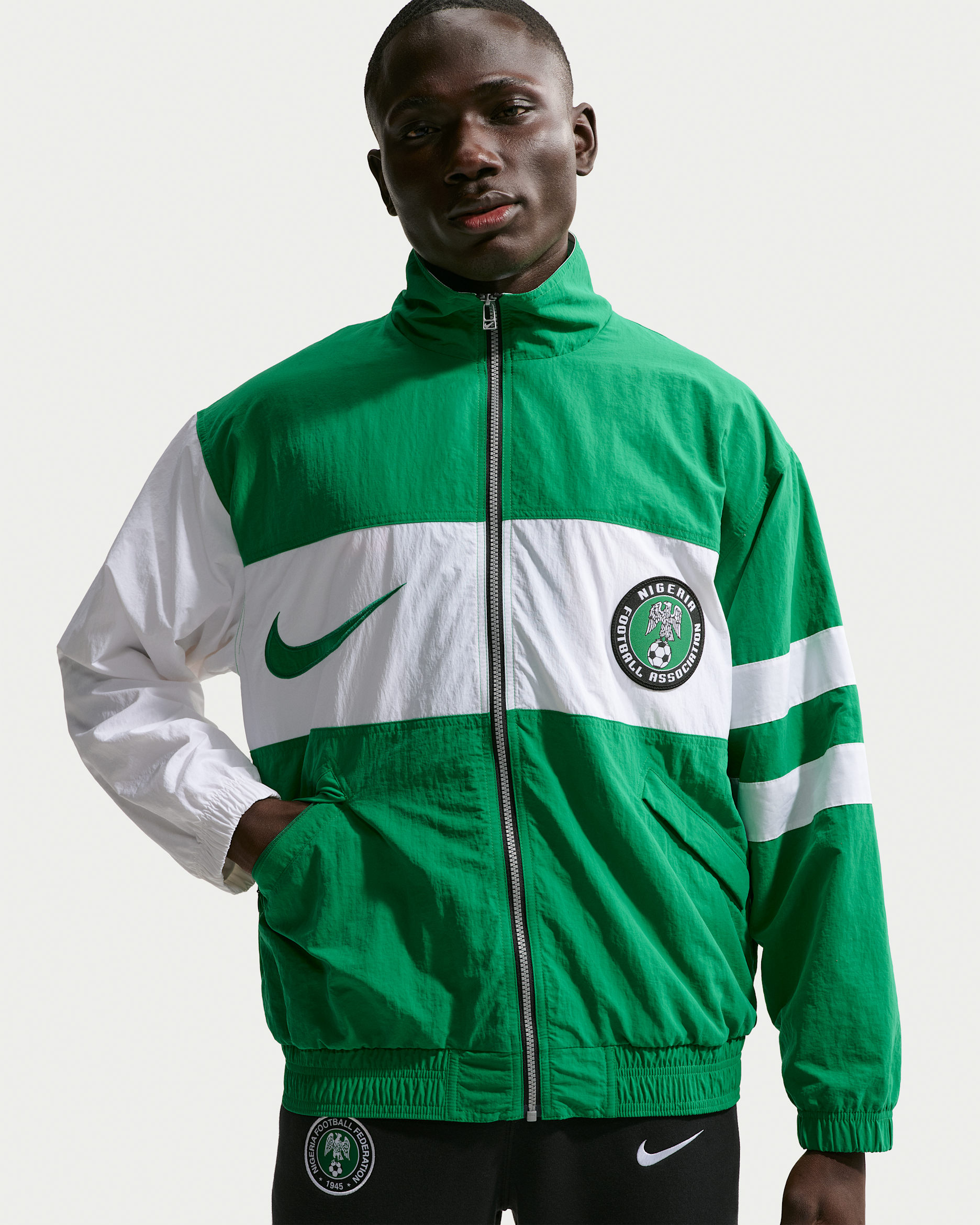 Nigeria 1996 Reissue Men's Nike Football Replica Tracksuit Jacket - Court Green/White/Court Green