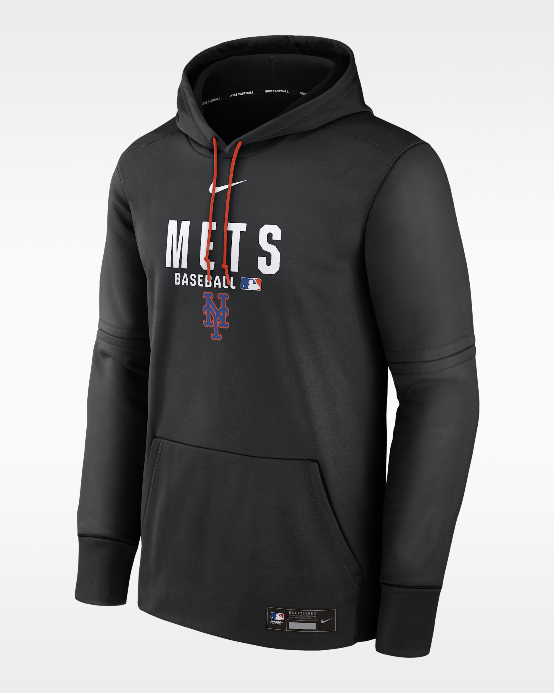 Sudadera con gorro sin cierre Nike Therma de la MLB para hombre New York Mets Authentic Collection - Negro
