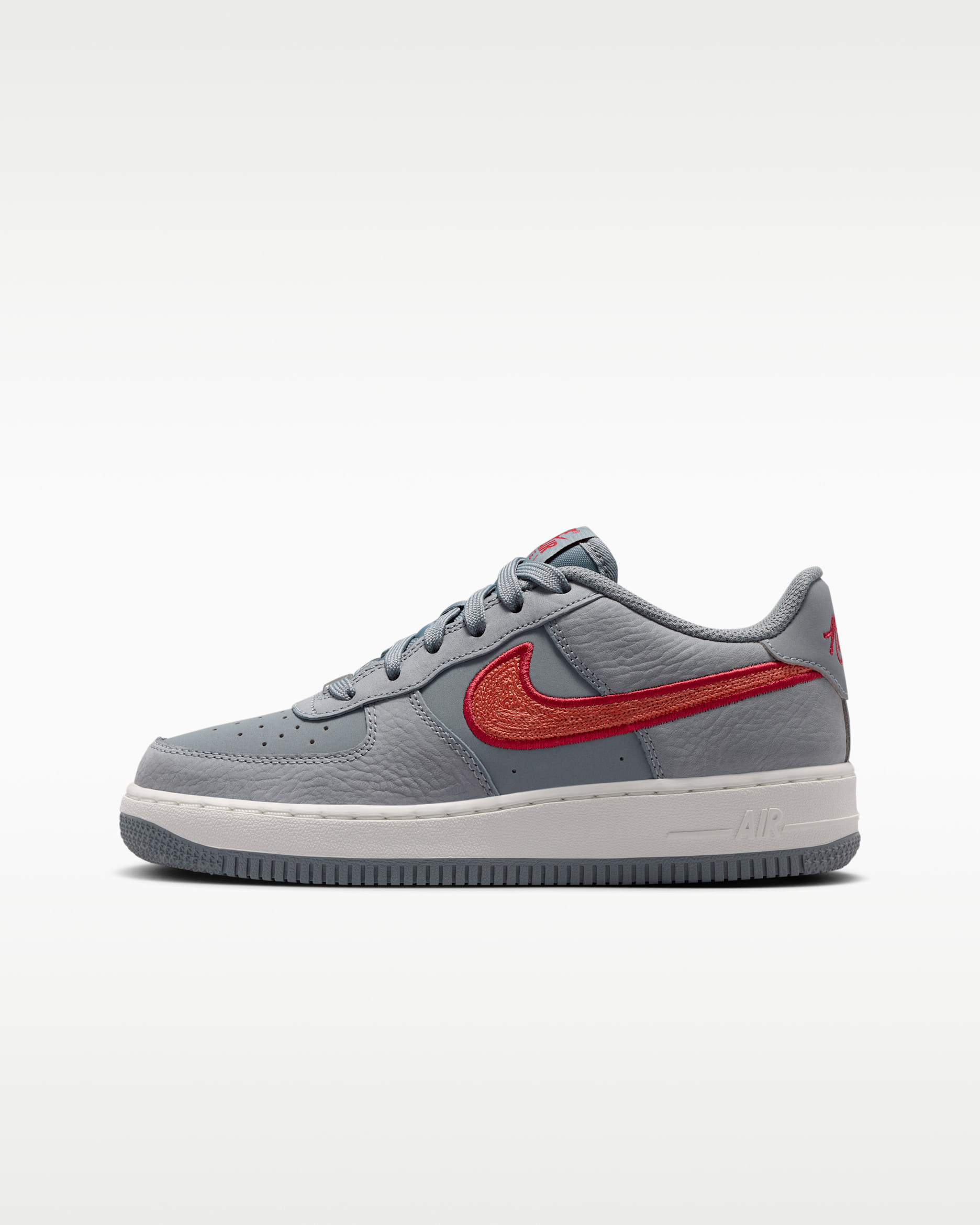 Nike Air Force 1 LV8 3 Big Kids' Shoes - Cool Grey/Rust Factor/Summit White/Team Crimson