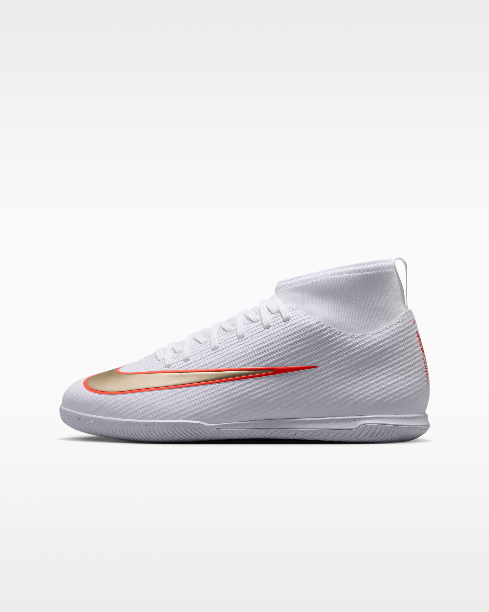 Nike Jr Mercurial Superfly 11 Club Older Kids' Indoor/Court High-Top Football Shoes - White/Bright Crimson/Blur