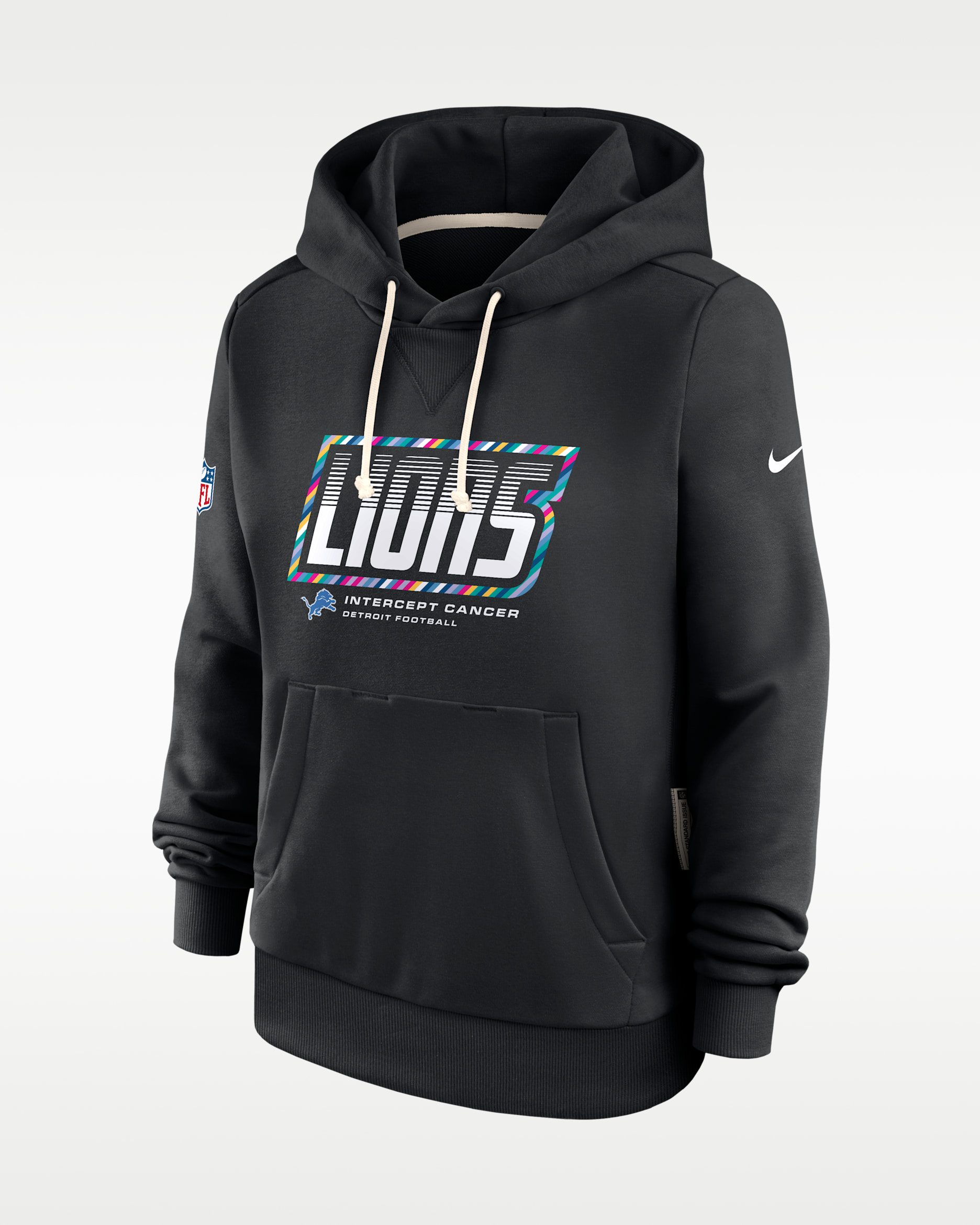 Detroit Lions Crucial Catch Standard Issue Women's Nike Dri-FIT NFL Pullover Hoodie - Black