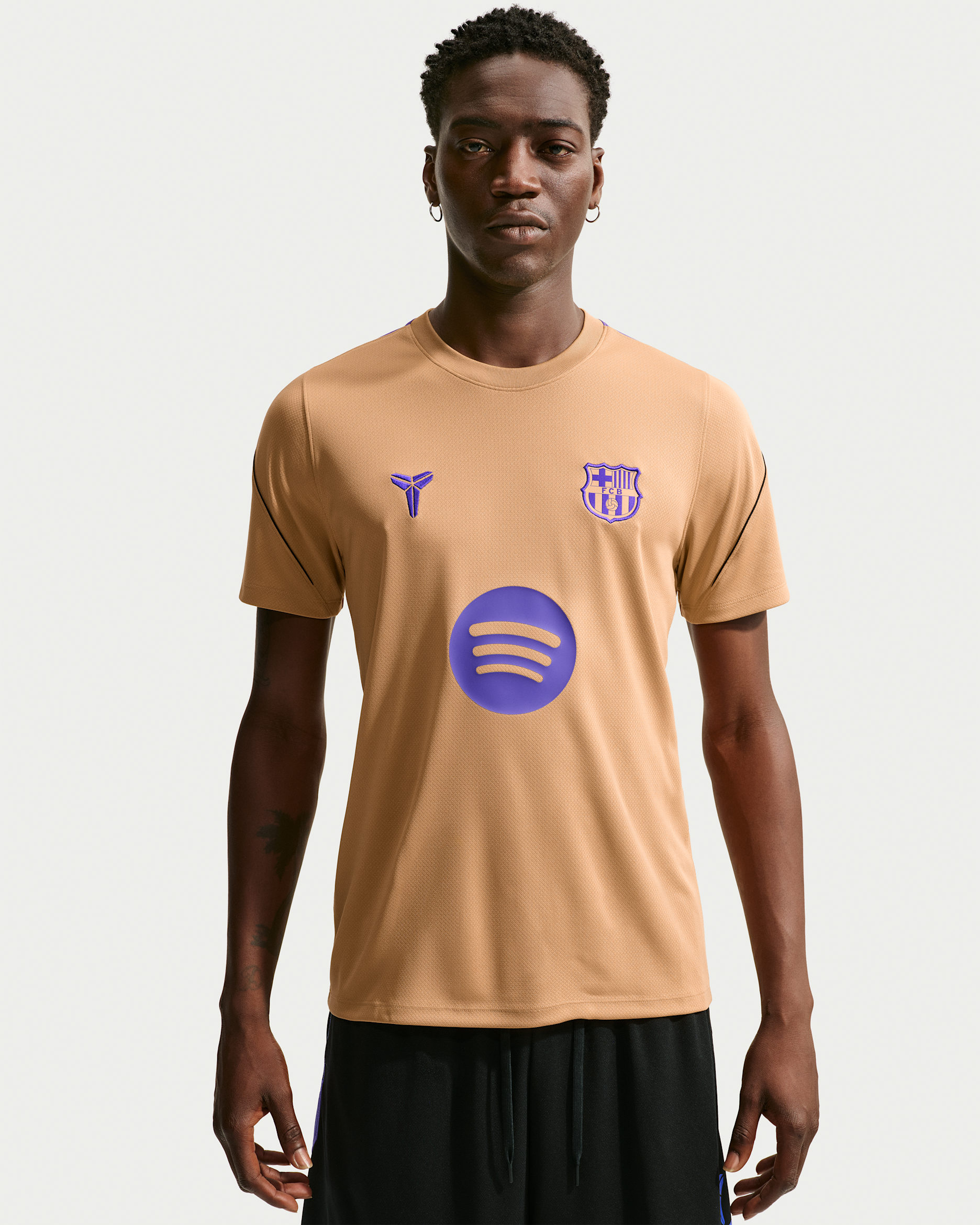 FC Barcelona Strike Away Men's Kobe Dri-FIT Football Short-Sleeve Top - Elemental Gold/Black/Field Purple/Field Purple