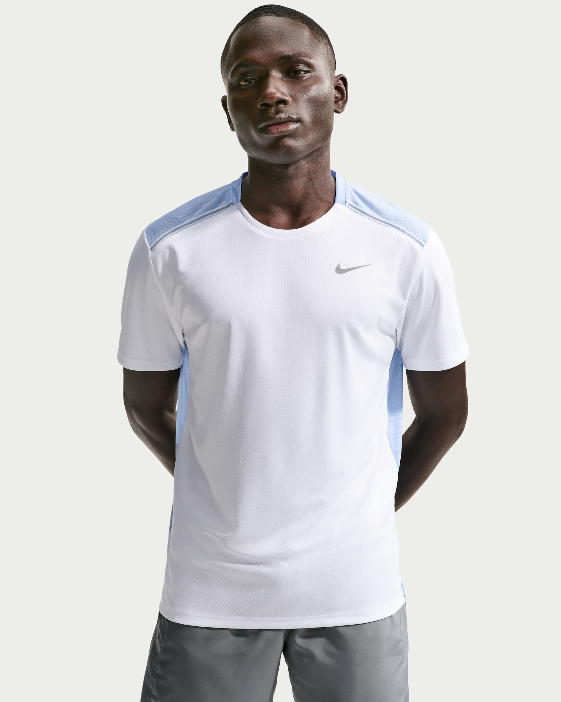Nike Miler Men's Dri-FIT Short-Sleeve T-Shirt - White/Cobalt Bliss