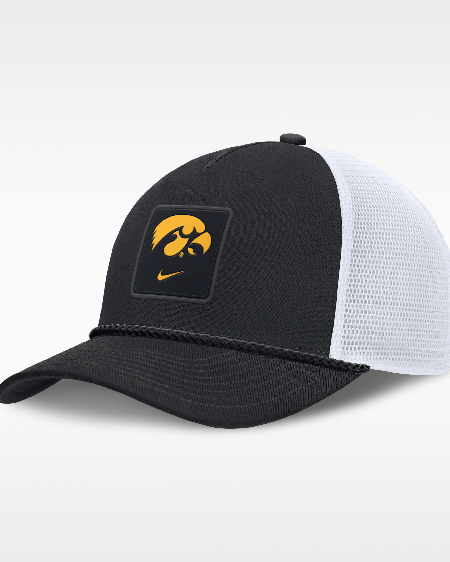 Iowa Sideline Gameday Rope Men's Nike College Trucker Adjustable Hat - Black/White