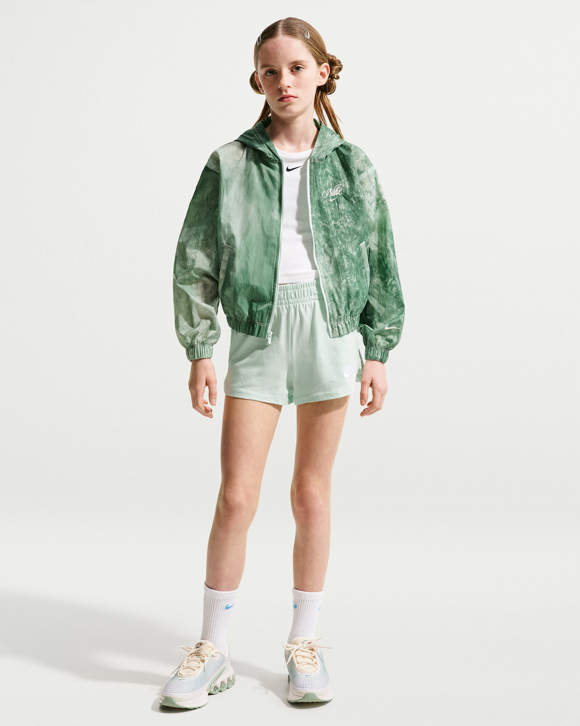Nike Sportswear Older Kids' (Girls') Jersey Shorts - Barely Green/White