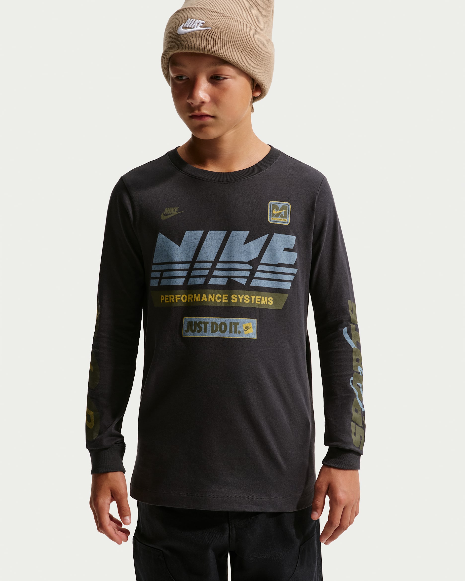 Playera de manga larga para niños grandes Nike Sportswear - Sombrío apagado