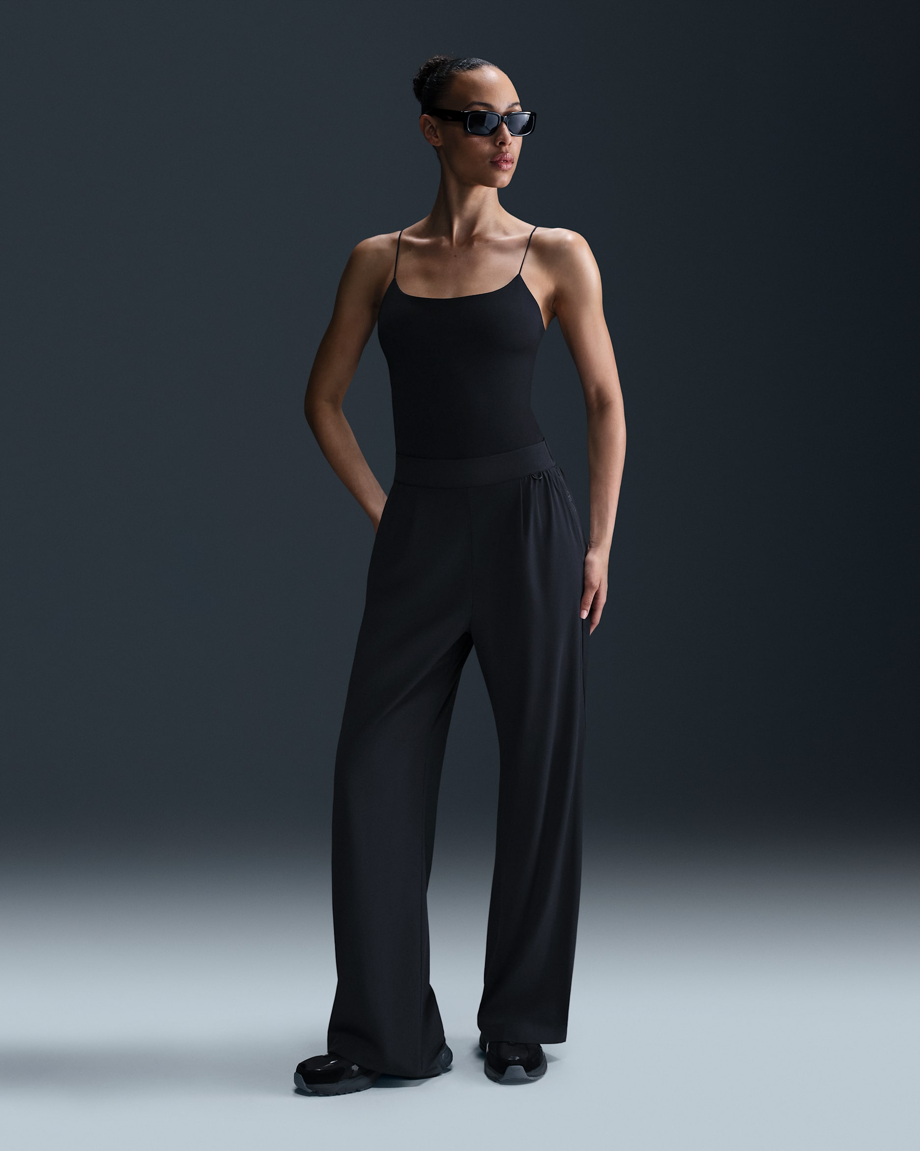 Nike 24.7 PerfectStretch Women's Dri-FIT High-Waisted Loose Wide-Leg Pants - Black/Dark Smoke Grey