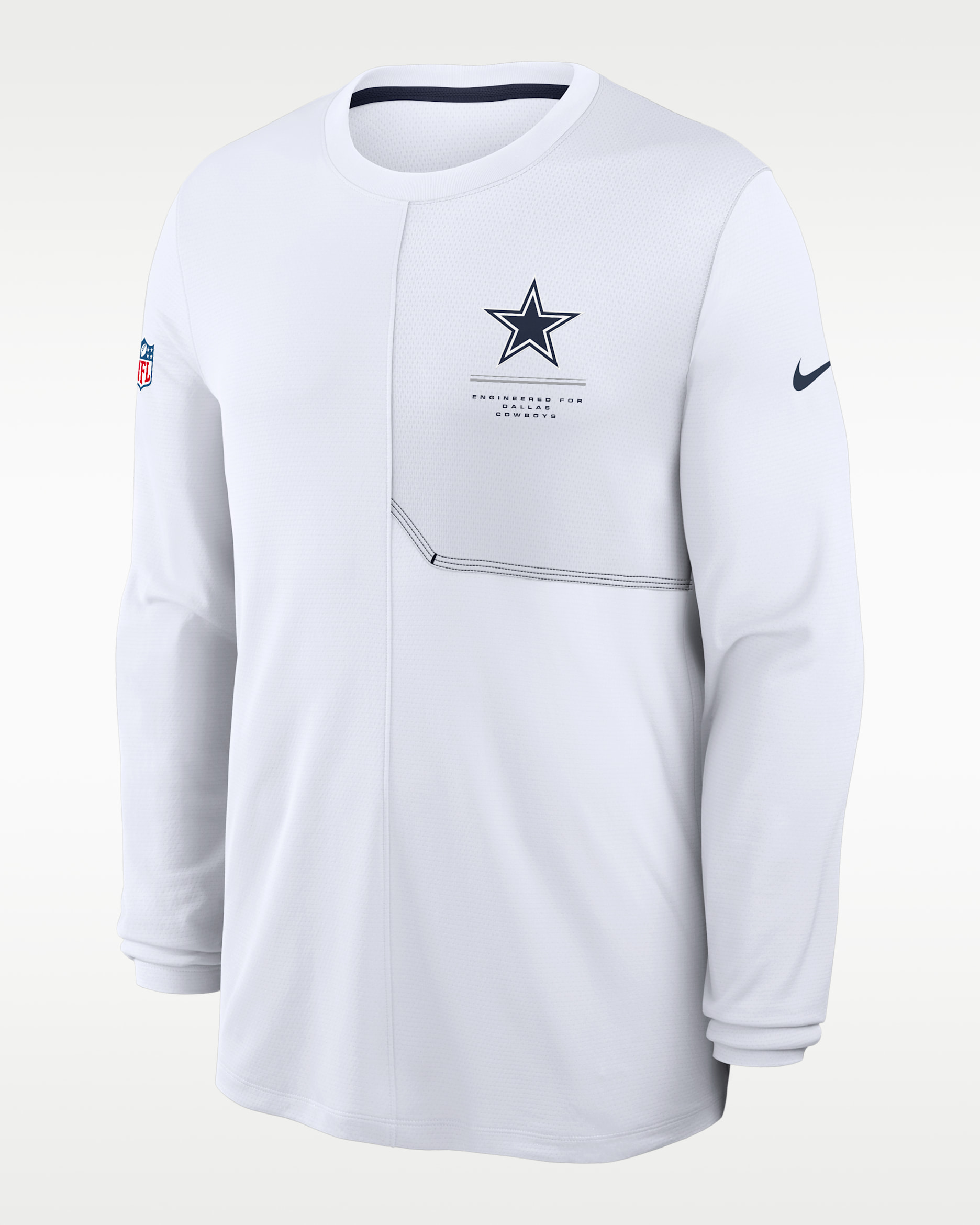 Dallas Cowboys Sideline Coach Men's Nike Dri-FIT NFL Long-Sleeve Top - White