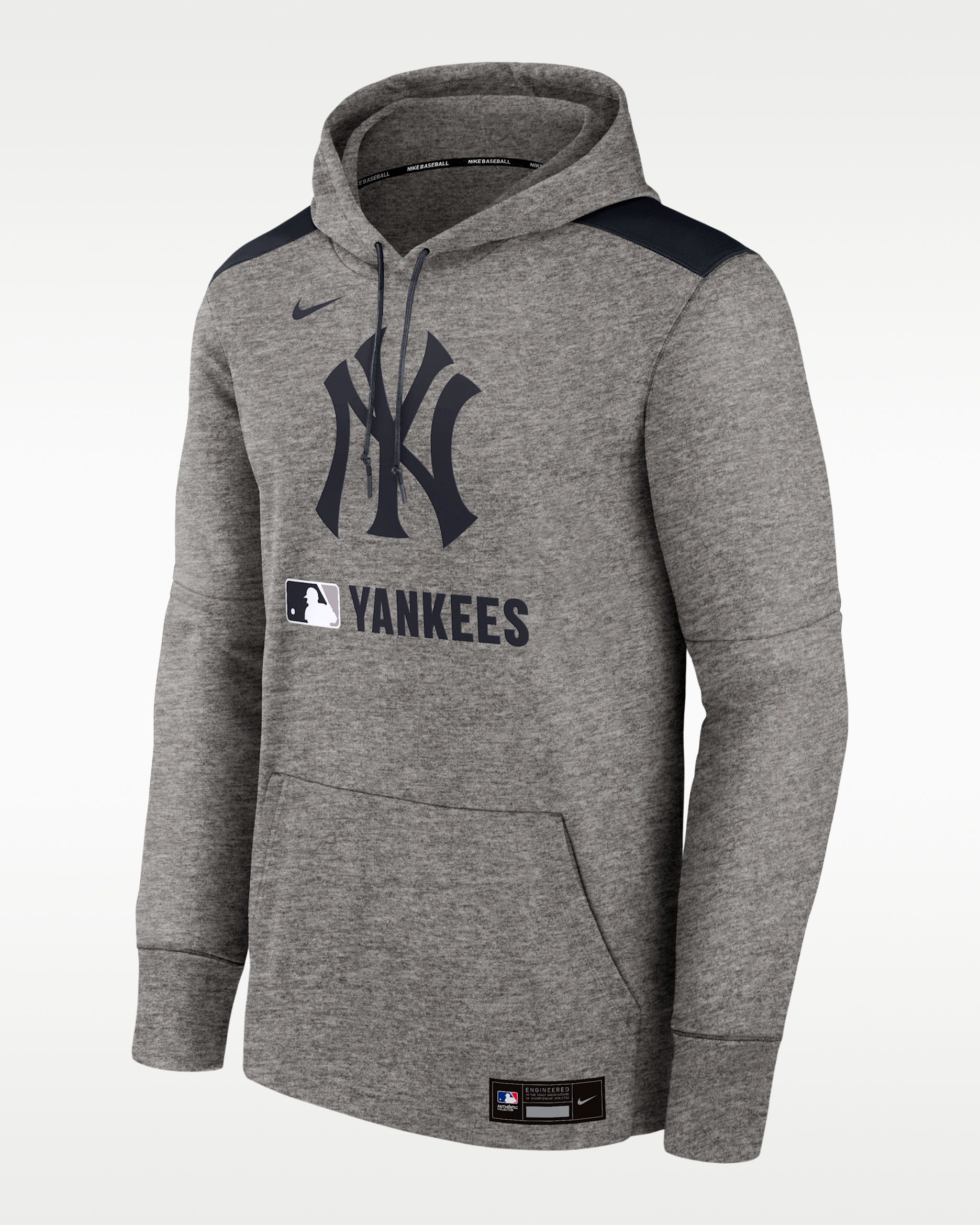 Sudadera con gorro sin cierre Nike Therma de la MLB para hombre New York Yankees Authentic Collection - Carbón jaspeado