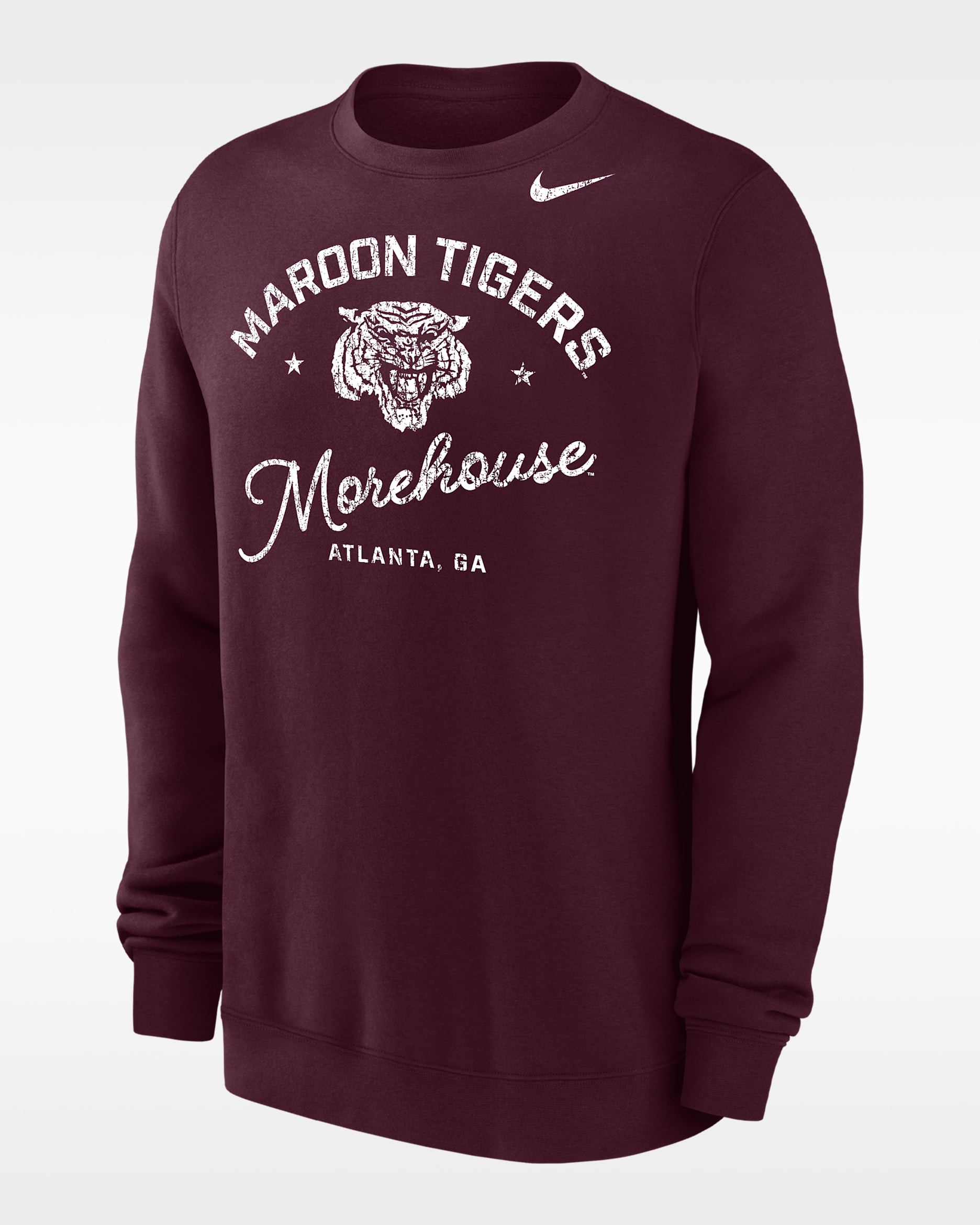 Nike College (Morehouse College) Men’s Club Fleece Crew-Neck Sweatshirt - Deep Maroon