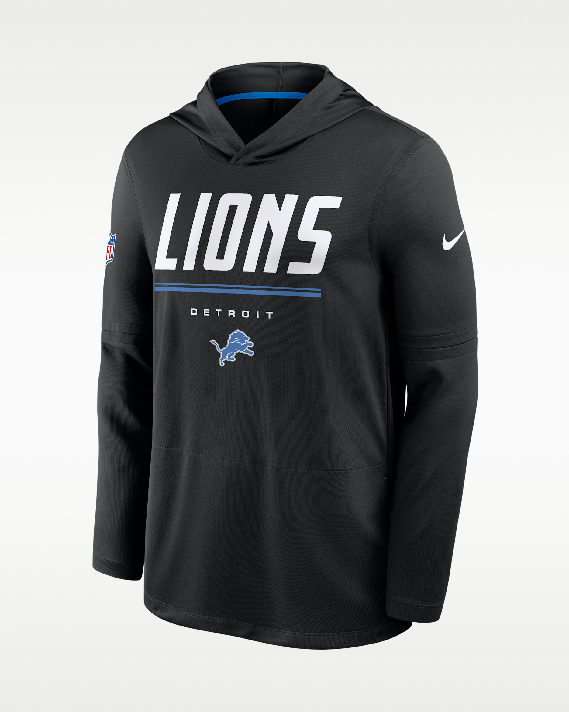 Detroit Lions Sideline Men's Nike Dri-FIT NFL Long-Sleeve Hooded Top - Black