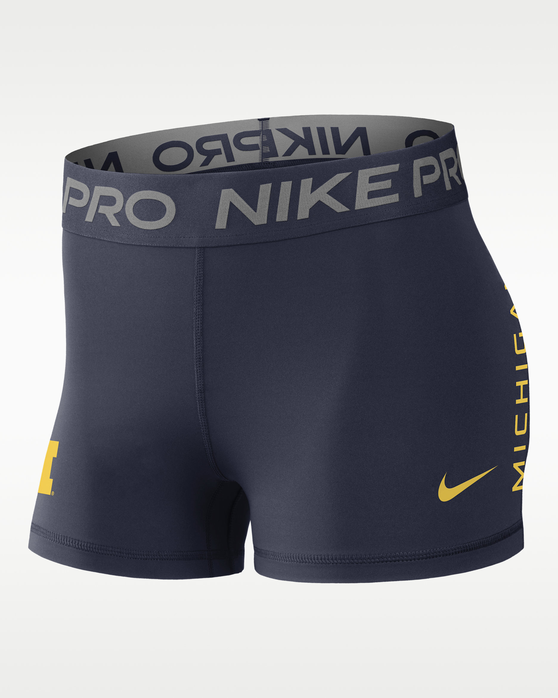 Michigan Pro Women's Nike Dri-FIT College Mid-Rise Shorts - College Navy