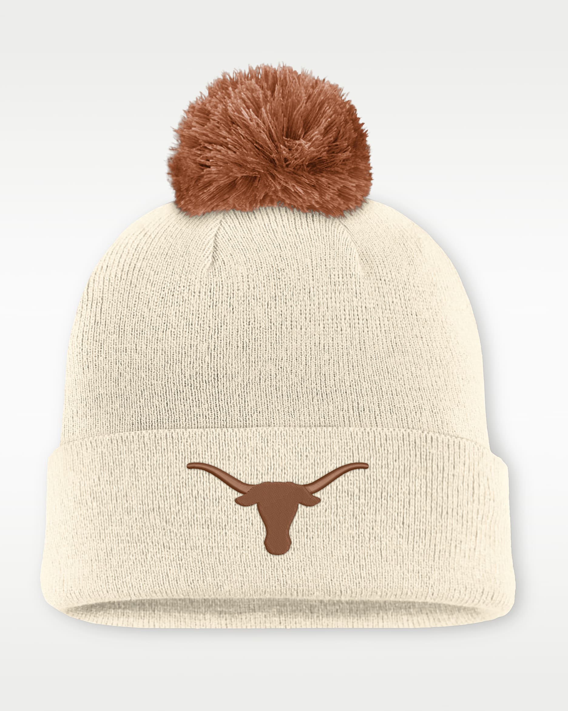 Gorro universitario Nike con dobladillo y pompón para hombre Texas Campus Prep Script - Natural/Naranja quemado