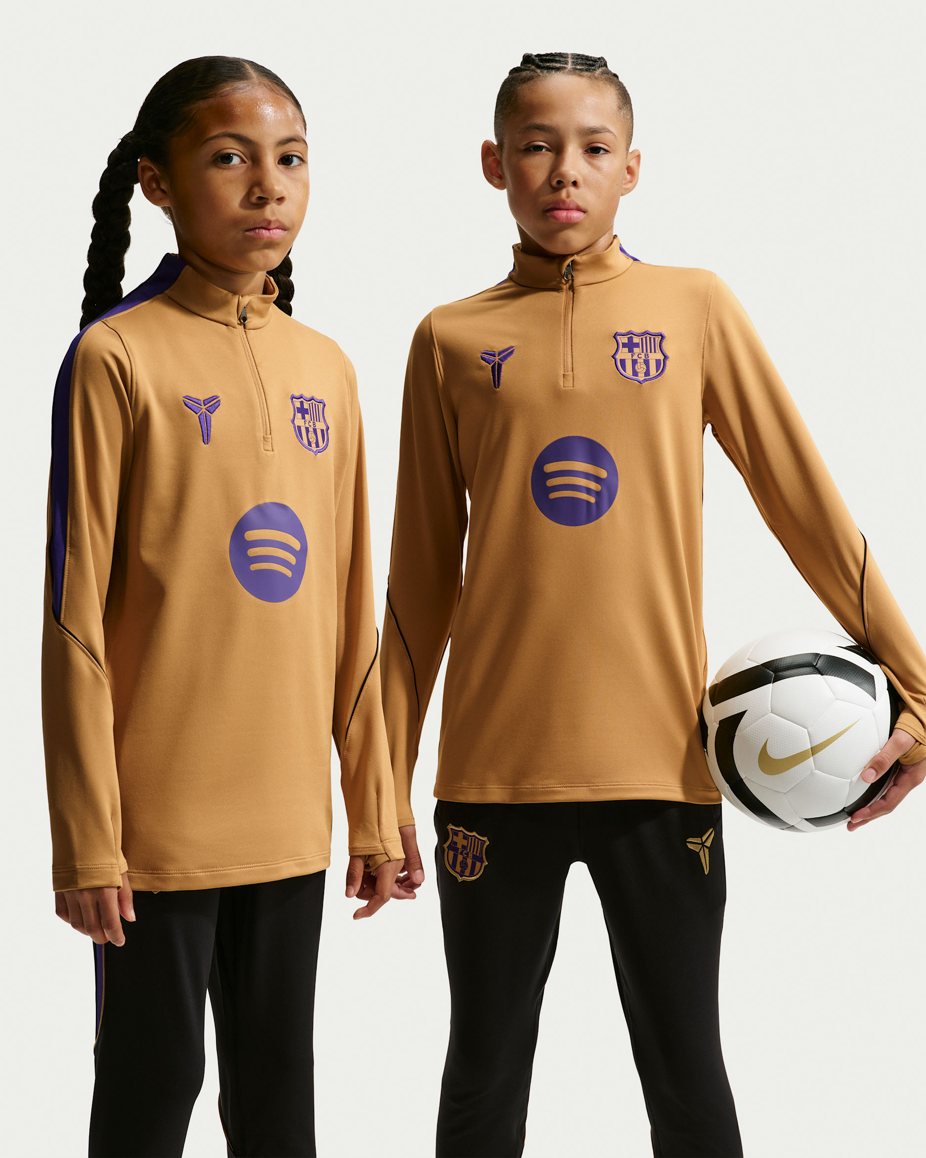 FC Barcelona Strike Kobe Dri-FIT strikket treningsoverdelen til store barn (bortedrakt) - Elemental Gold/Field Purple/Field Purple
