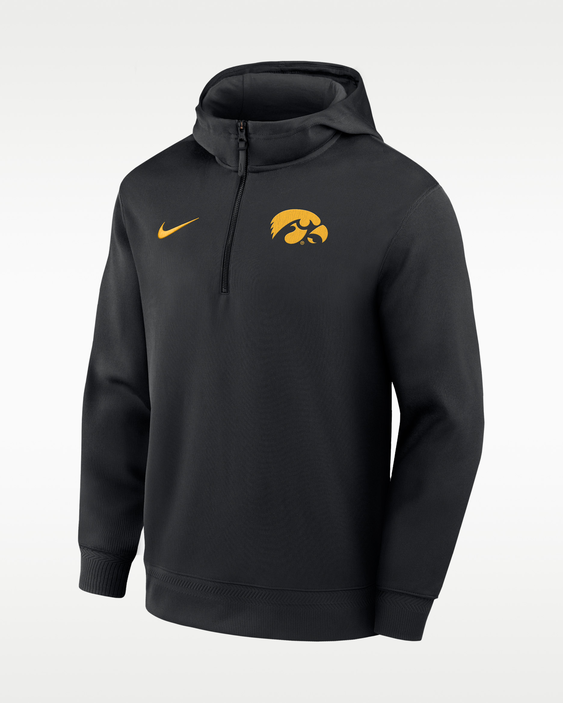 Iowa Coaches Premium Men's Nike Dri-FIT College 1/4-Zip Hoodie - Black