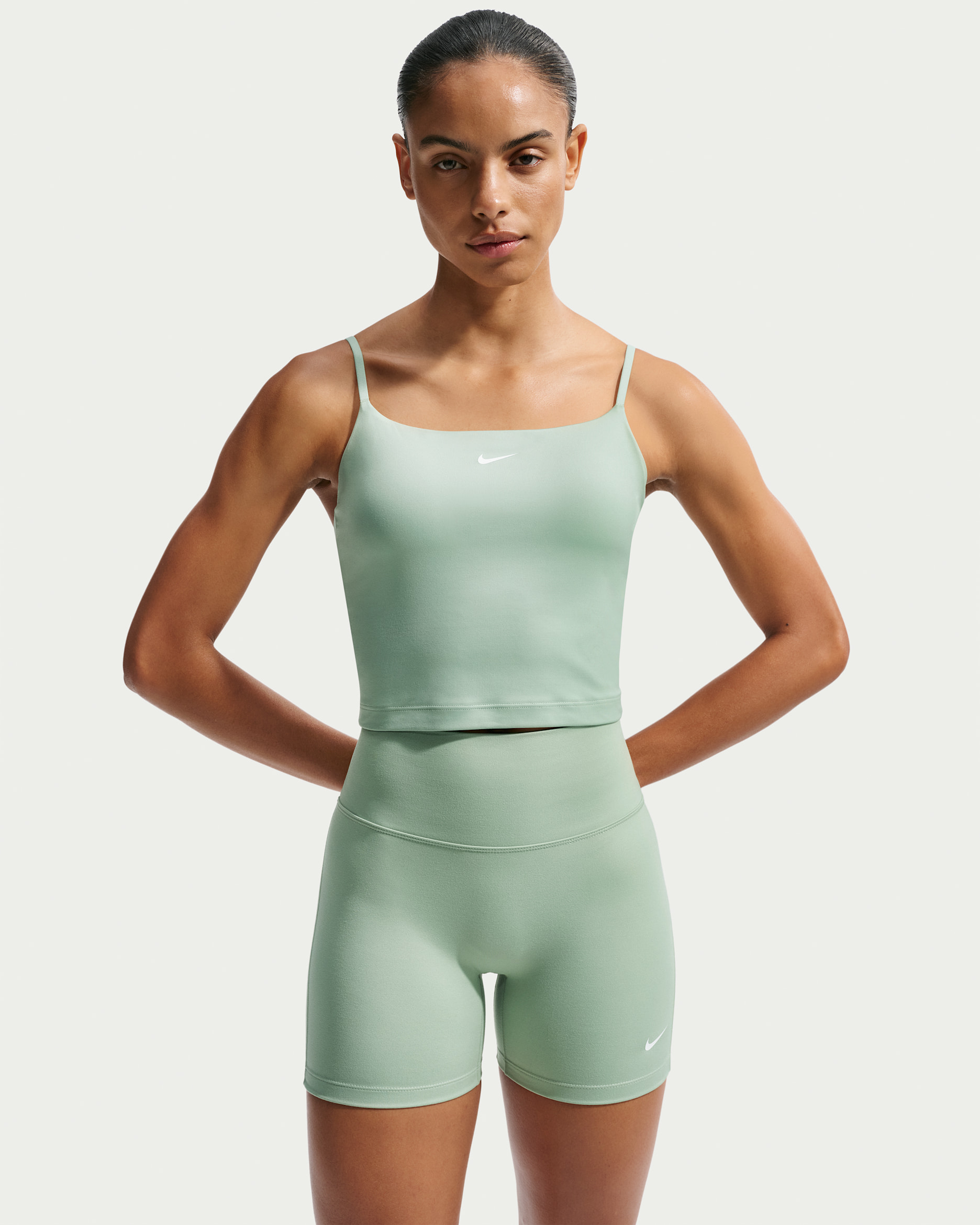 Nike One Women's Medium-Support Padded Adjustable Sports Bra Tank Top - Steam/White