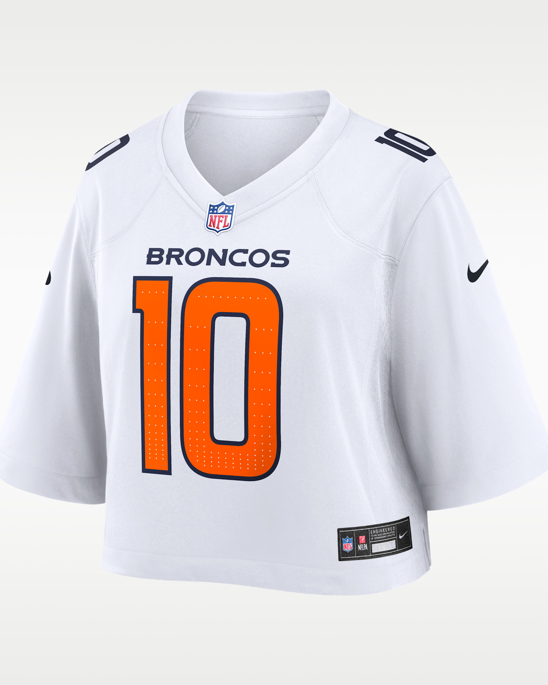 Bo Nix Denver Broncos Women's Nike NFL Cropped Tundra Game Jersey - White