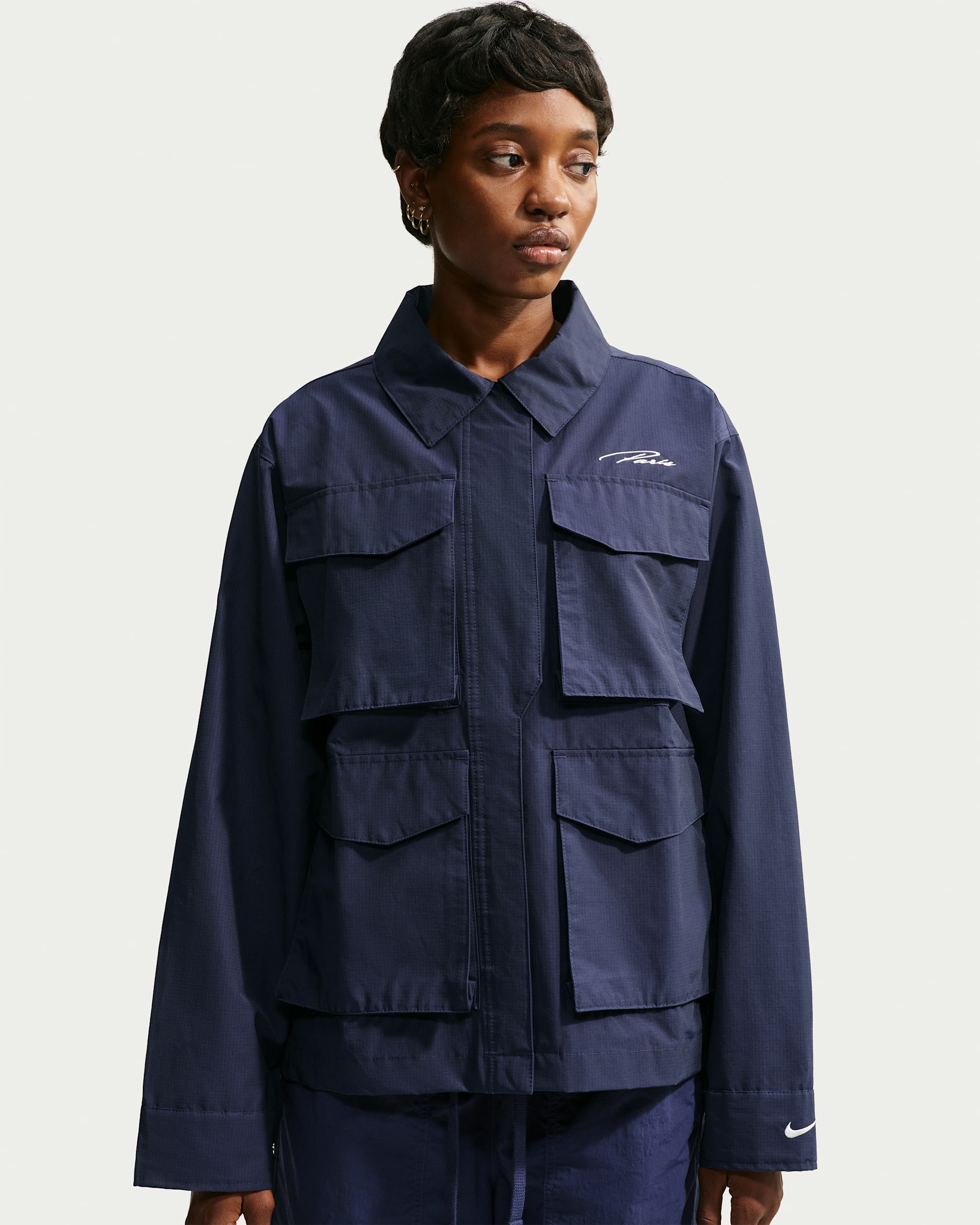 Paris Saint-Germain Everything Wovens (bortedrakt) Nike Sportswear cargofotballjakke til dame - College Navy/Sail