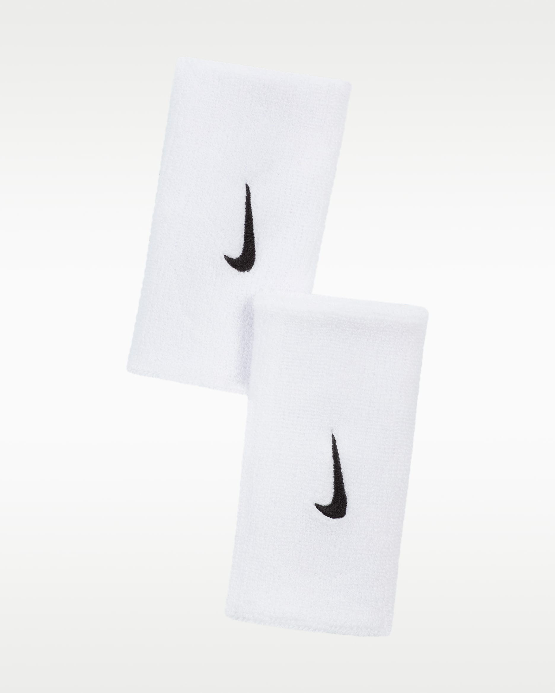 Nike Swoosh Double-Wide Wristbands 2.0 (2-Pack) - White/Black