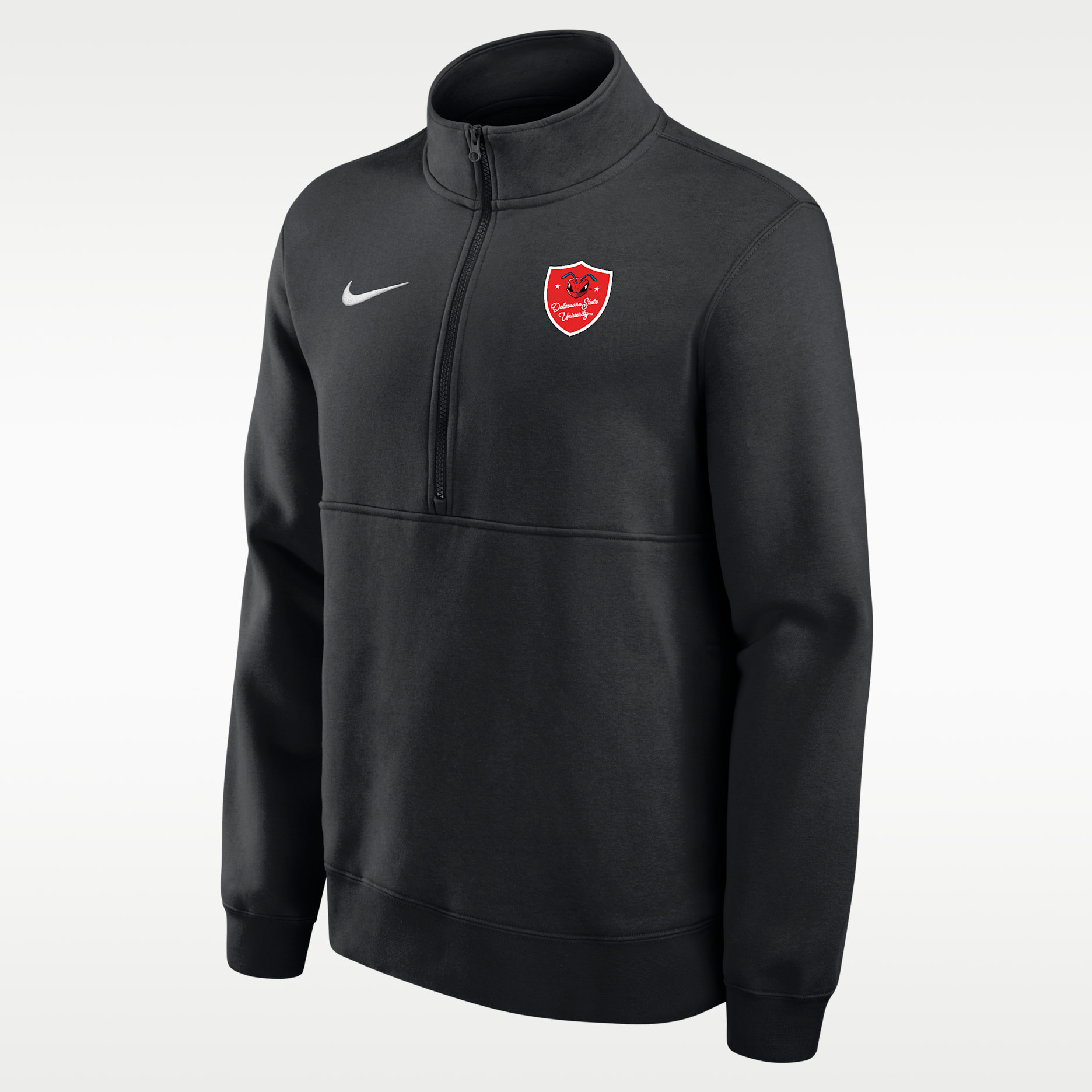 Nike College (Delaware State University Men's Club Fleece 1/4-Zip Top - Black