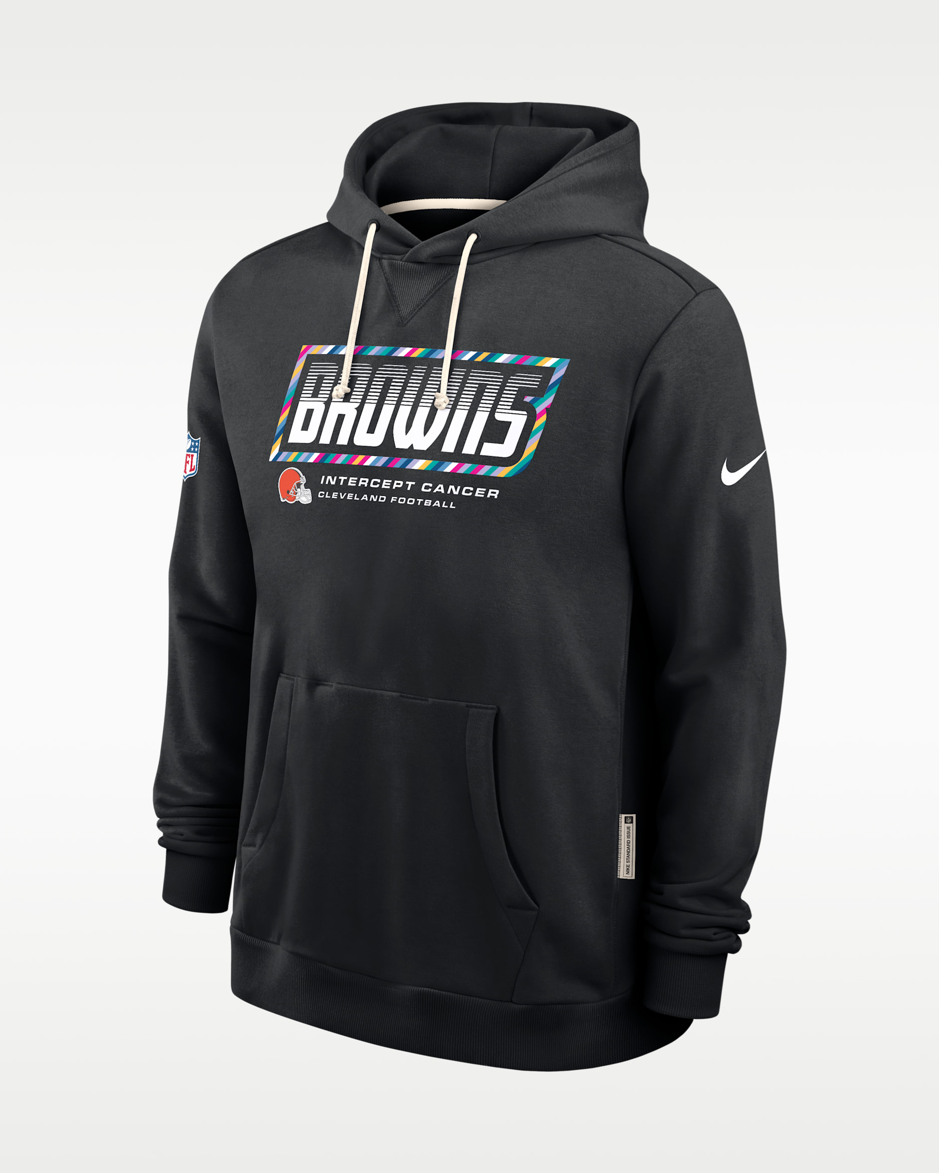 Sudadera con gorro sin cierre Nike Dri-FIT de la NFL para hombre Cleveland Browns Crucial Catch Sideline Standard Issue - Negro
