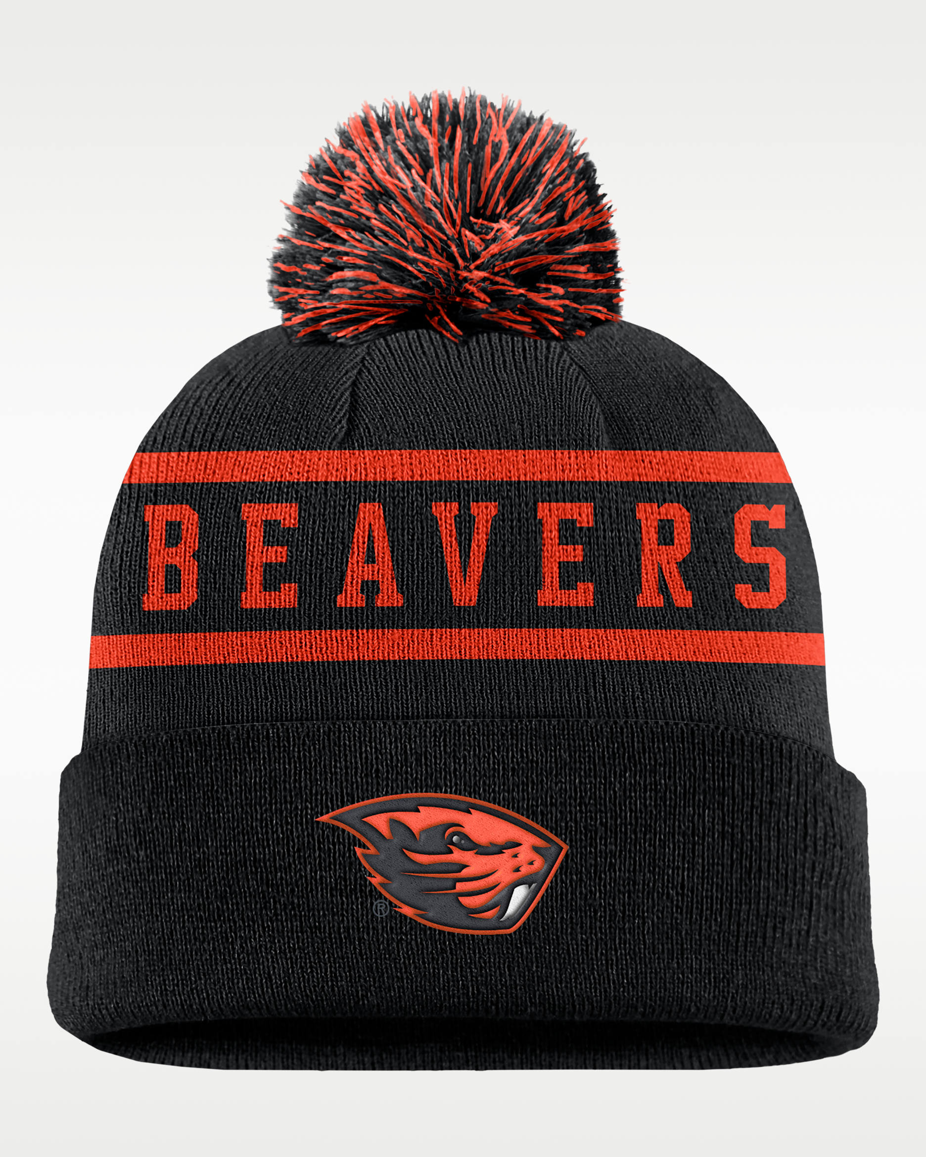 Oregon State Peak Men's Nike College Cuffed Pom Beanie - Black