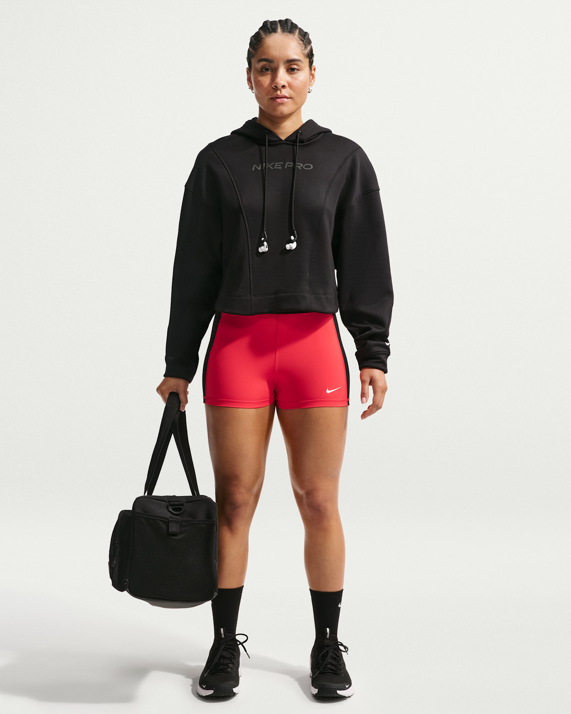 Nike Pro Sculpt Women's Dri-FIT High-Waisted 5" Biker Shorts - Light Crimson/Black/White