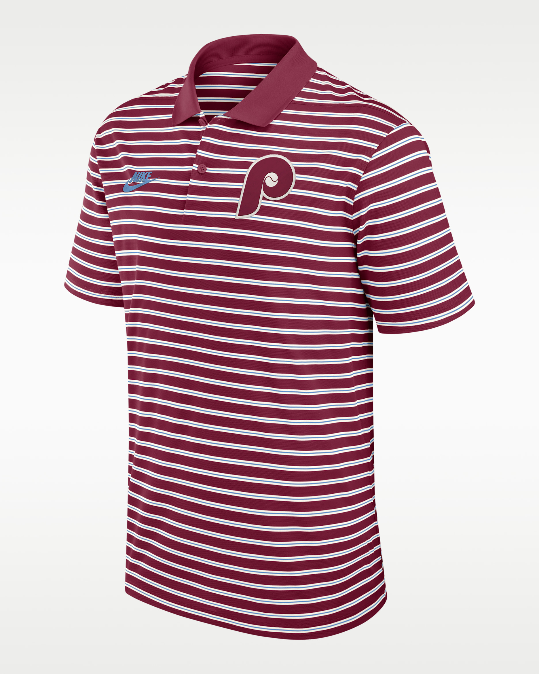 Philadelphia Phillies Cooperstown Striped Victory Men's Nike Dri-FIT MLB Polo - Maroon/Cream