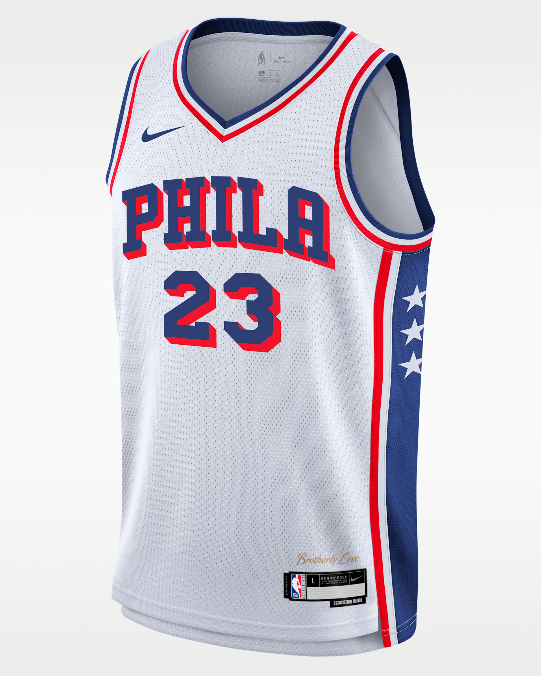 Sudadera con gorro sin cierre Nike de la NBA para niños talla grande Lebron James Philadelphia 76ers - Blanco