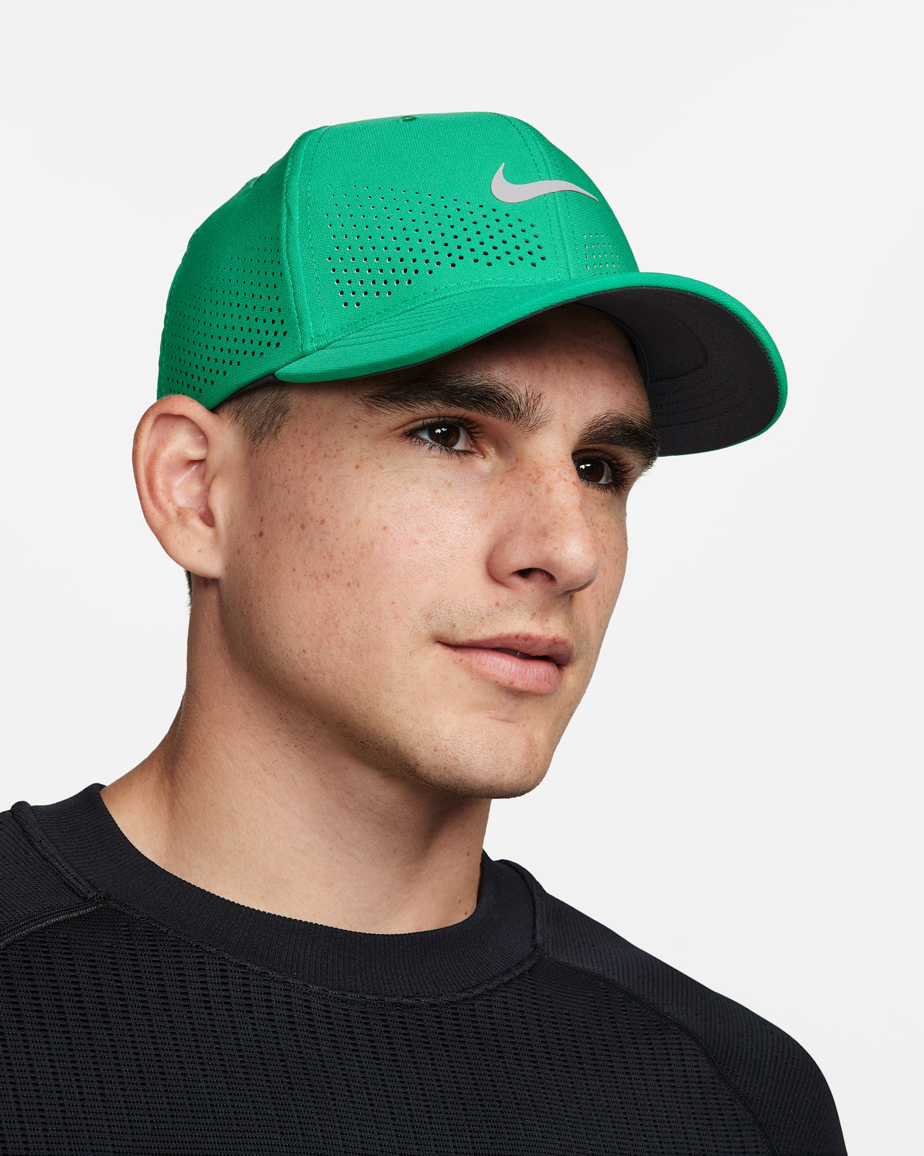 Nike Dri-FIT ADV Rise Structured SwooshFlex Cap - Stadium Green/Anthracite/White