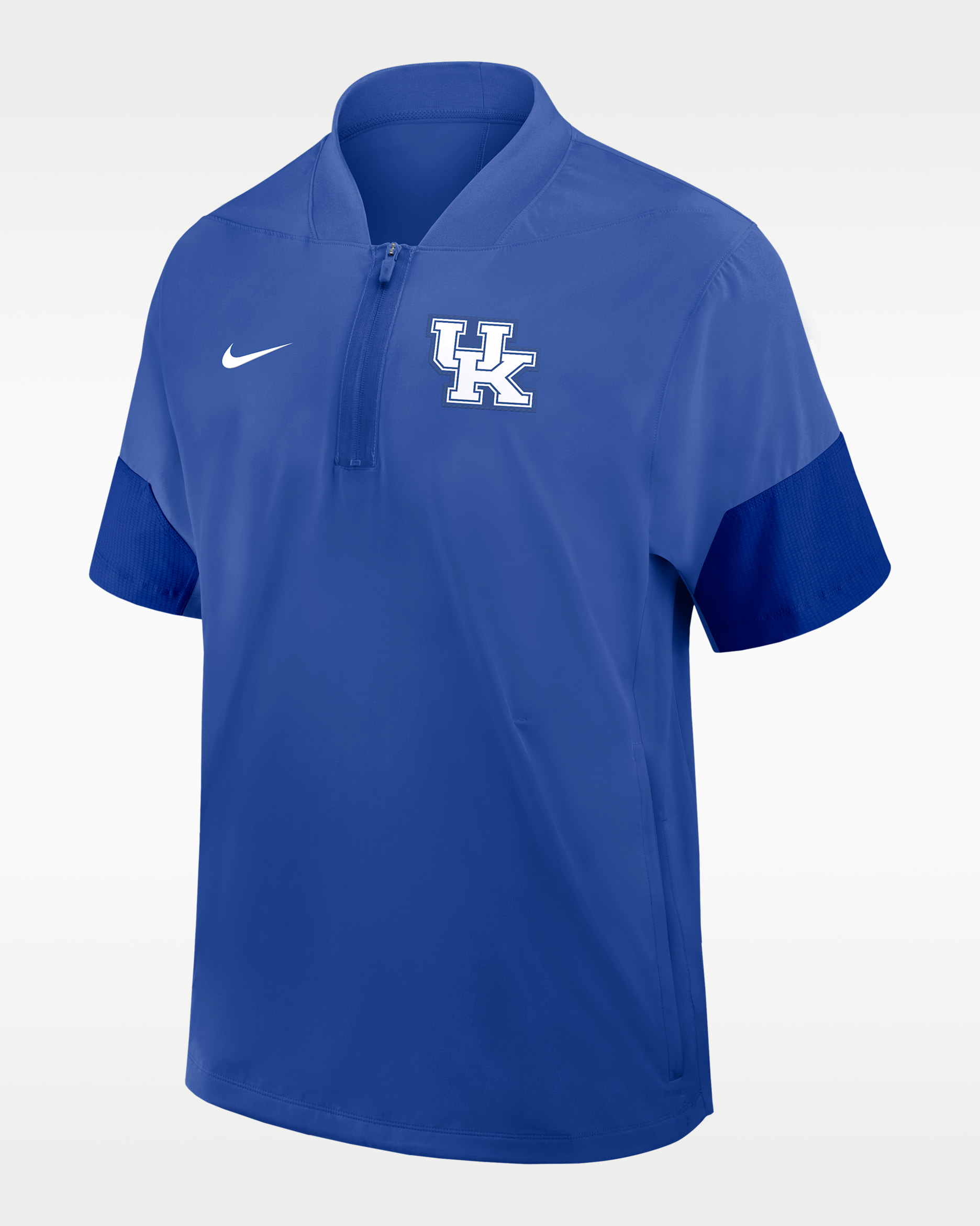 Kentucky Sideline Coach Men's Nike College 1/2-Zip Short-Sleeve Hooded Jacket - Game Royal