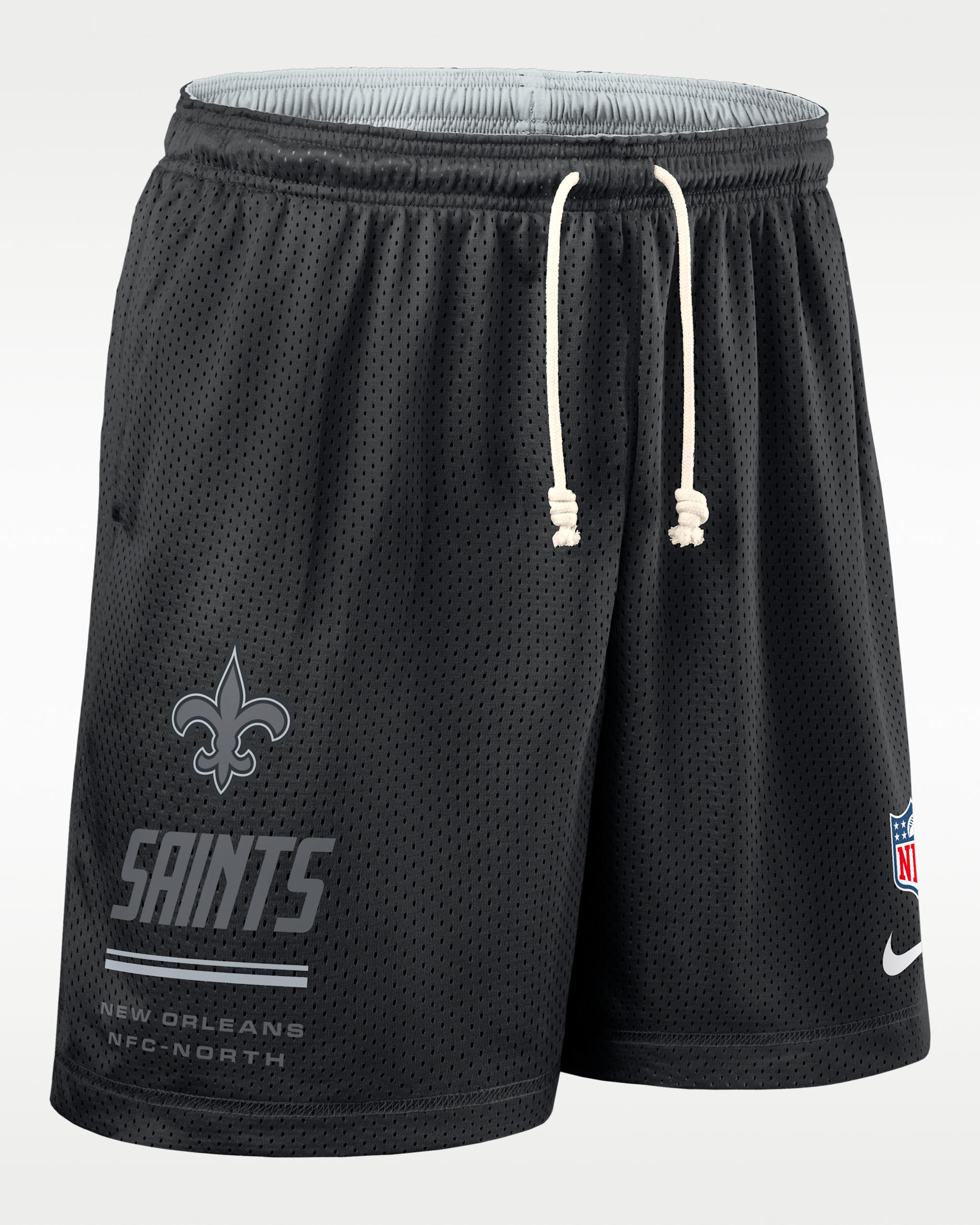 New Orleans Saints Sideline Reversible Men's Nike Dri-FIT NFL Shorts - Black/Pure Platinum