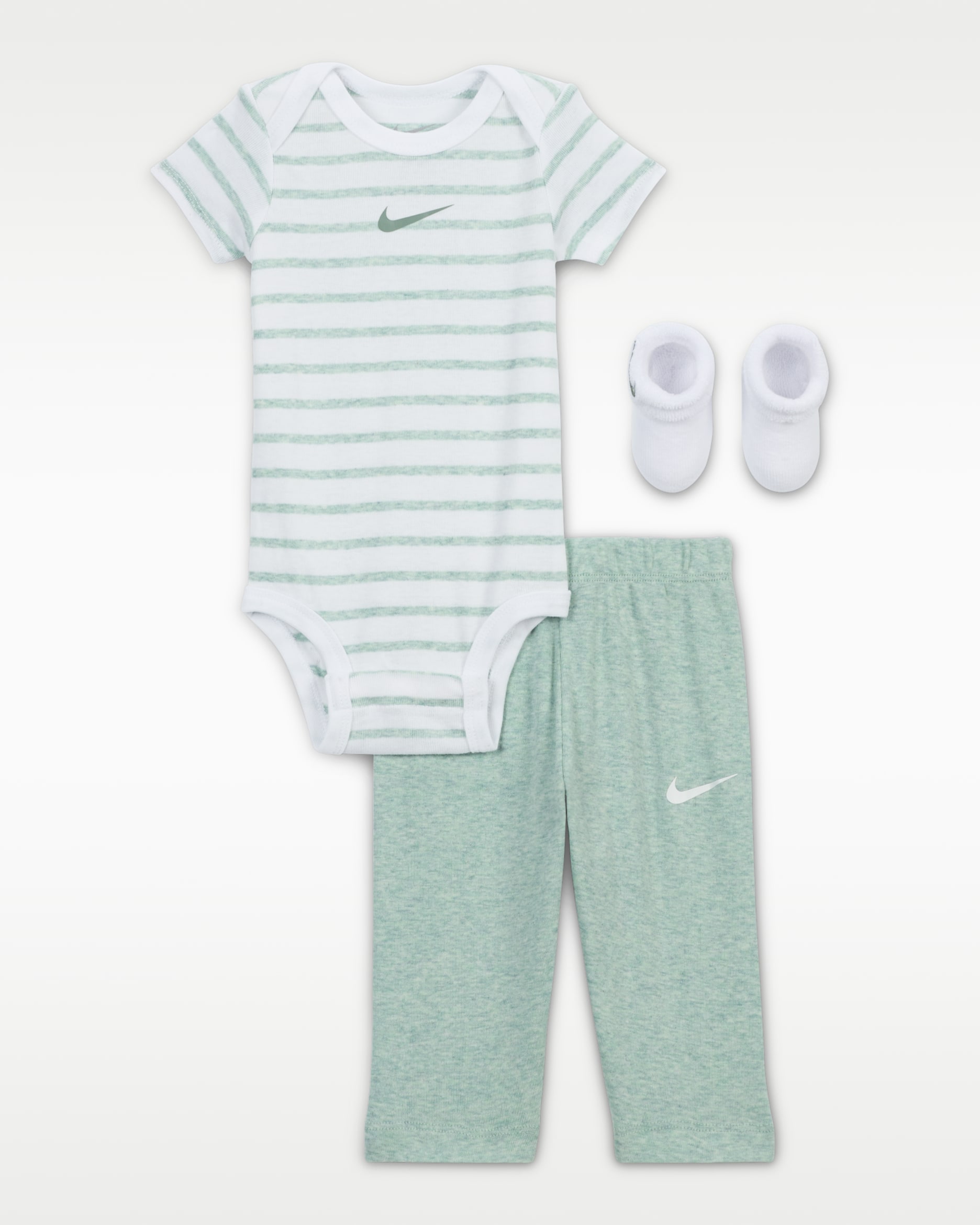 Nike Baby Bodysuit, Pants, and Terry Socks 3-Piece Set - Mica Green