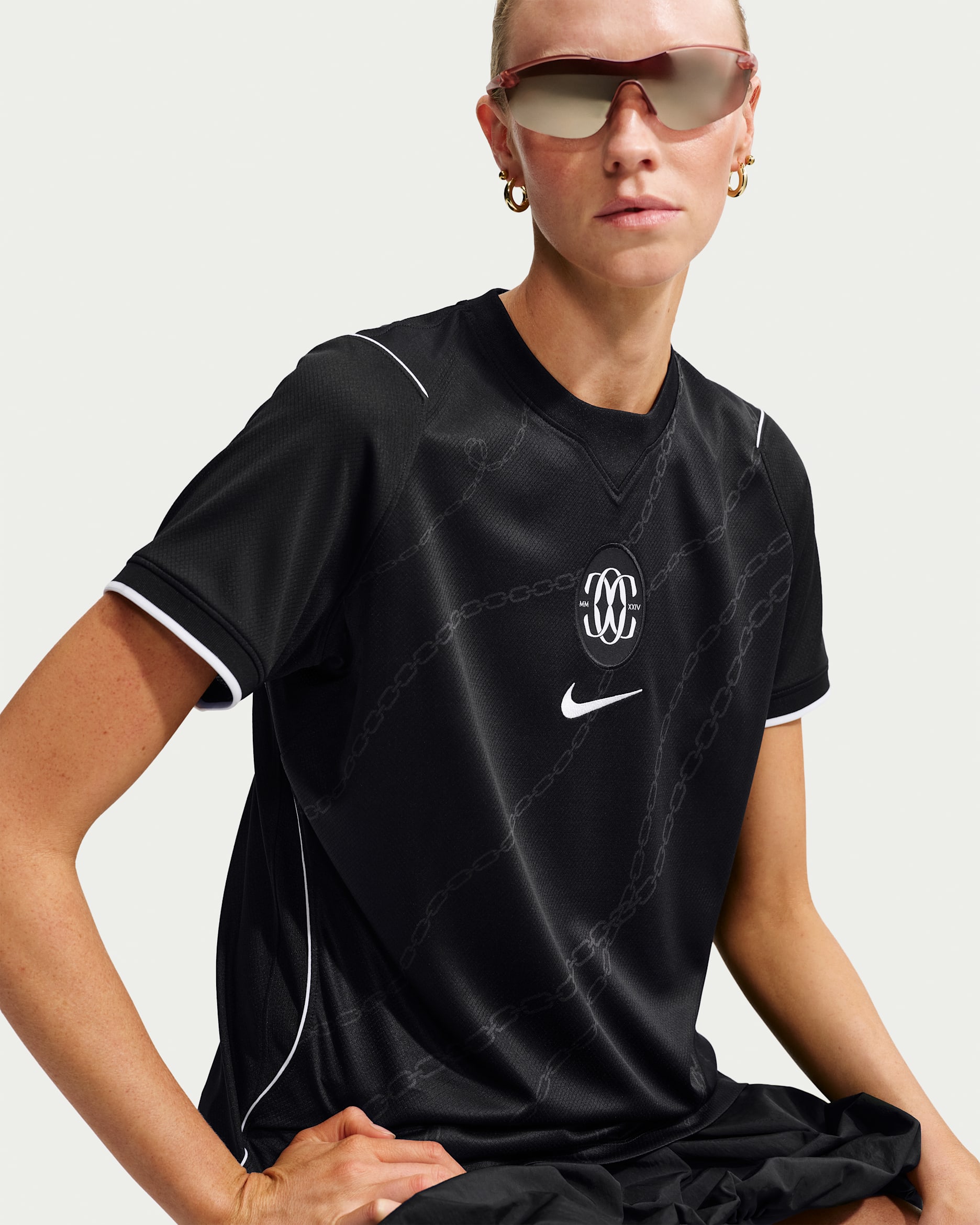 Como Women Nike Dri-Fit Football Shirt Stadium Away - Black/White/White