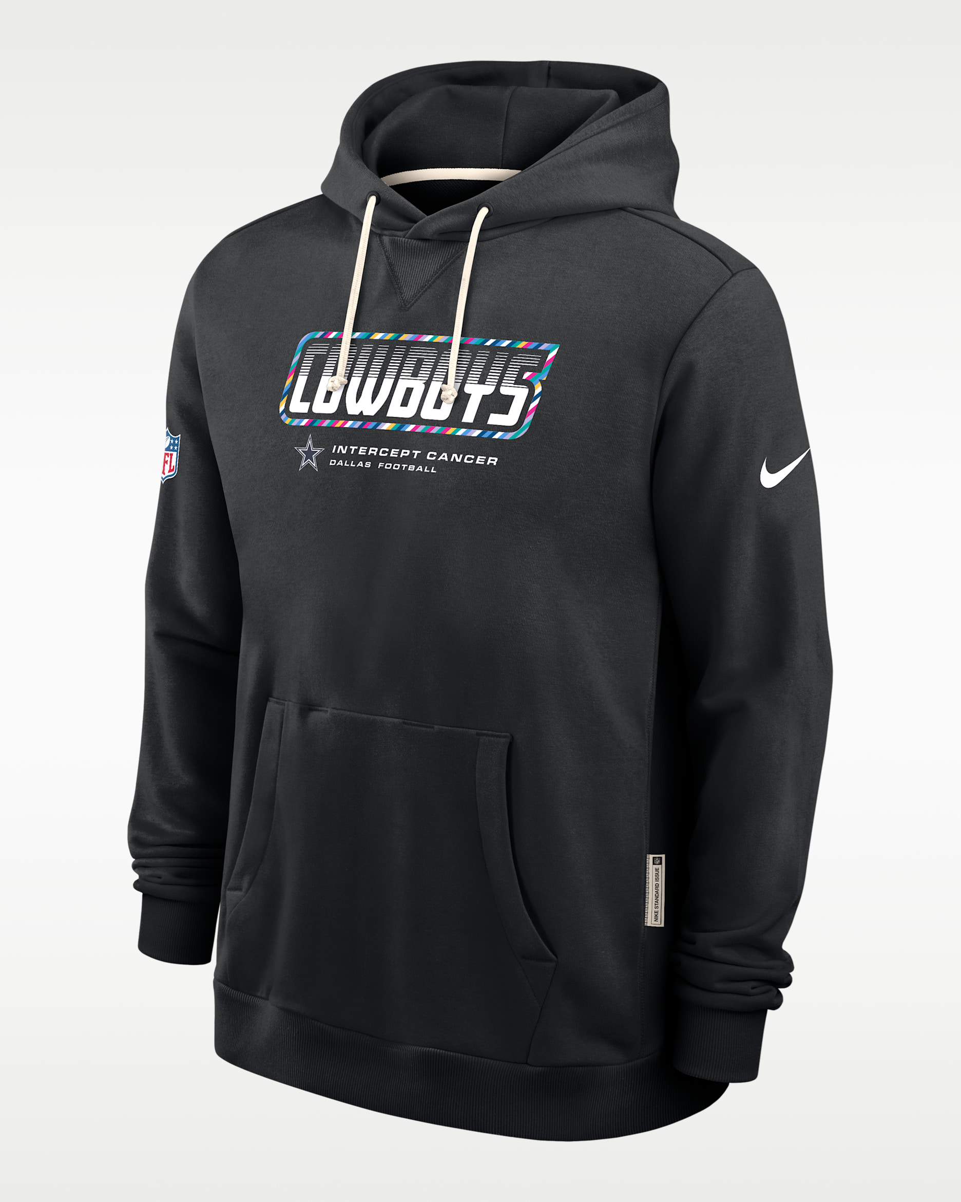 Dallas Cowboys Crucial Catch Sideline Standard Issue Men's Nike Dri-FIT NFL Pullover Hoodie - Black