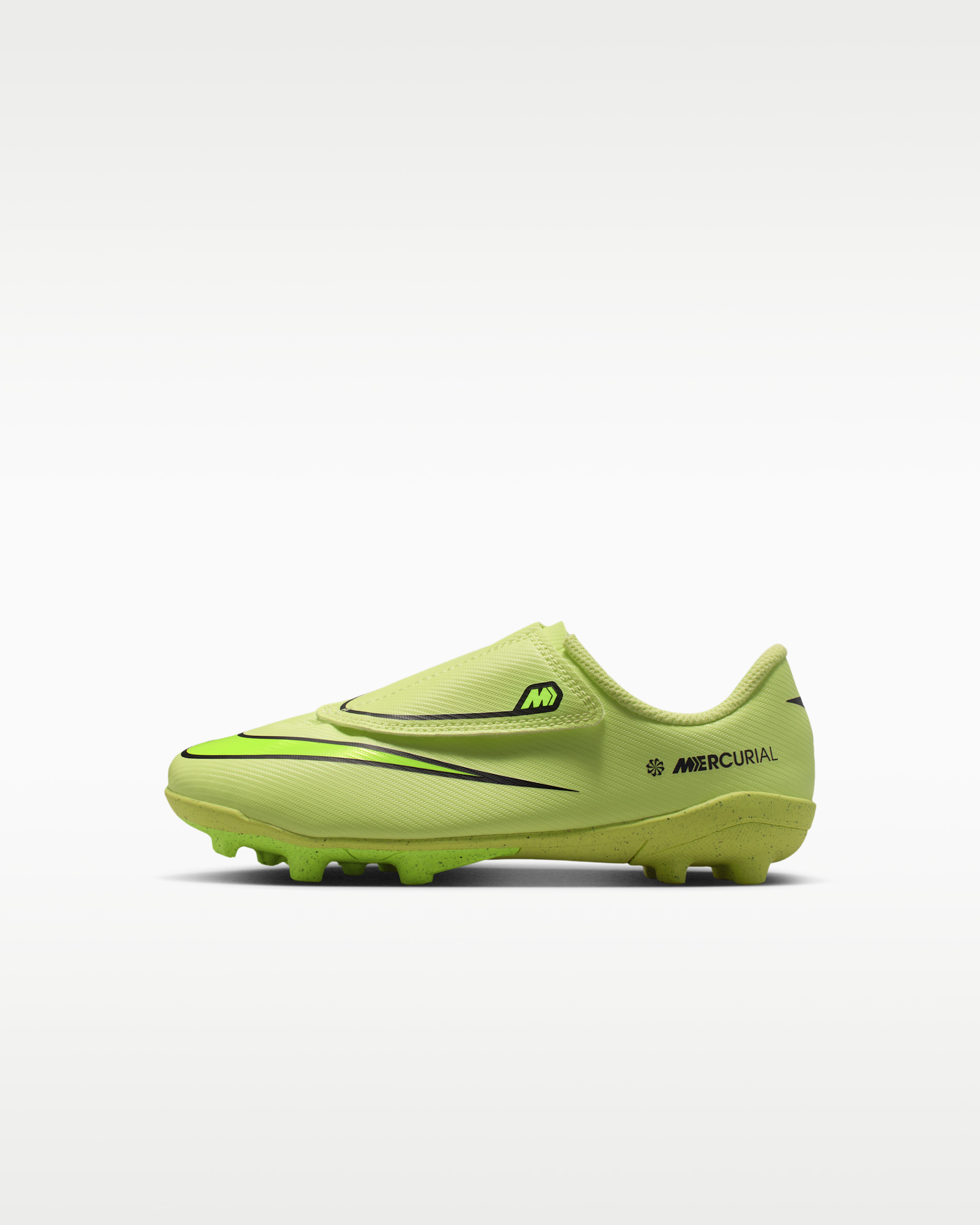Chuteiras de futebol de perfil baixo multiterreno Nike Jr. Mercurial Vapor 16 Club para criança - Limelight/Carmesim Hyper/Volt