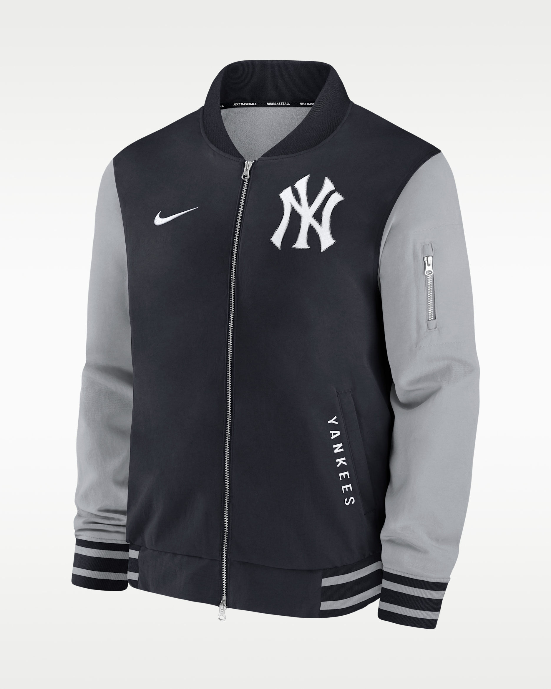 ニューヨーク ヤンキース オーセンティック コレクション ダグアウト メンズ ナイキ MLB フルジップ ボンバージャケット - ピッチブルー/ウルフグレー/ピッチブルー