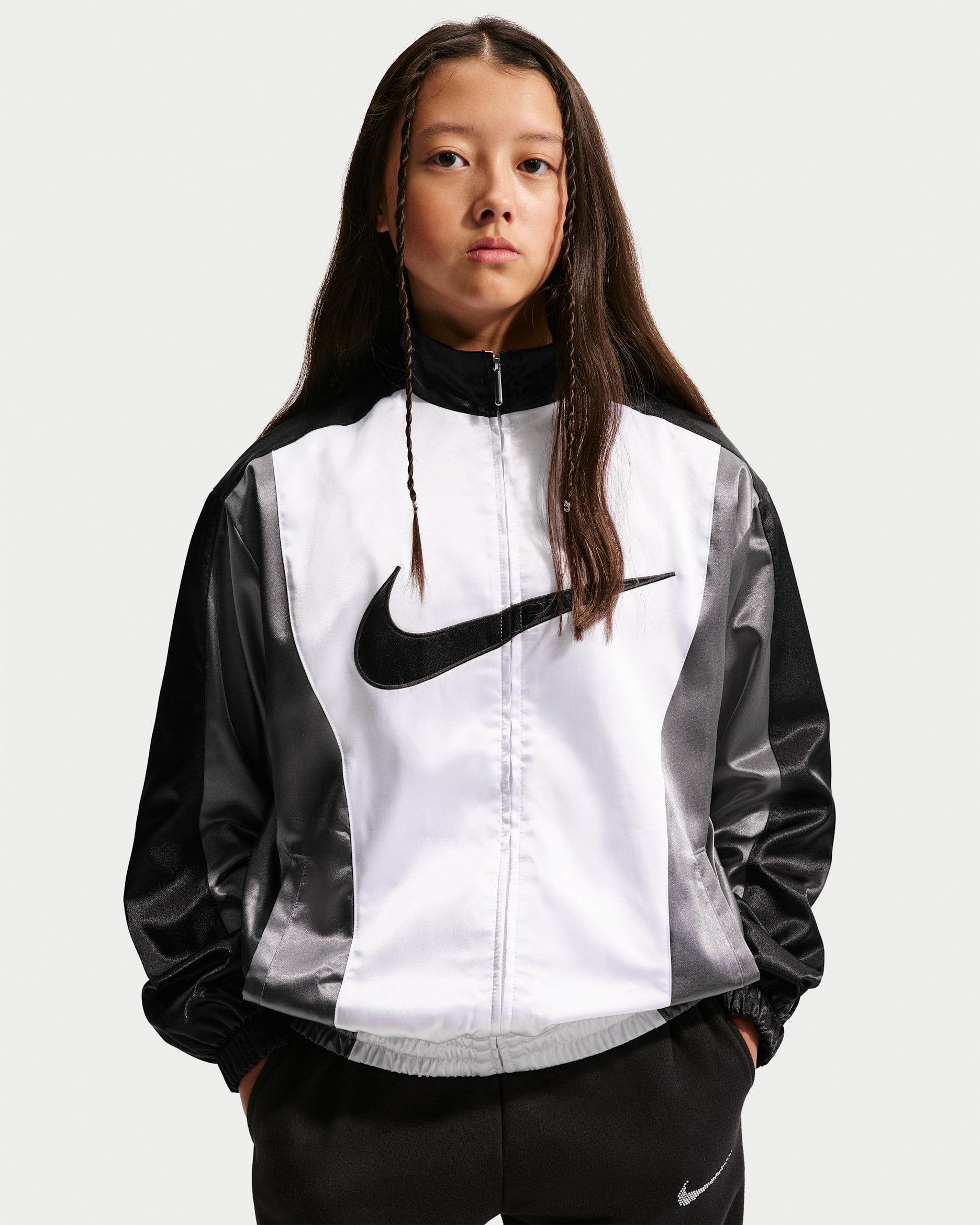 Nike Sportswear Older Kids' (Girls') Jacket - White/Smoke Grey/Black/Black
