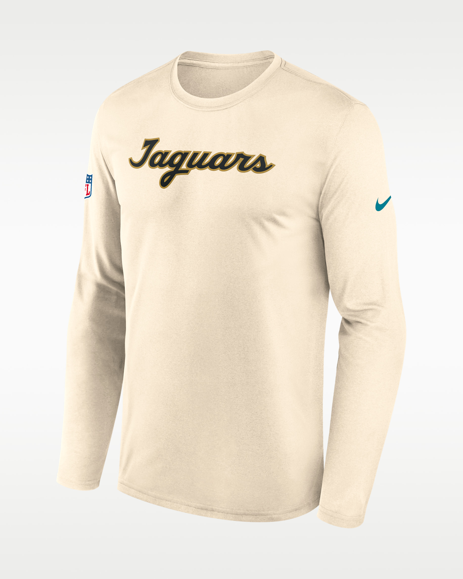 Playera de manga larga Nike Dri-FIT de la NFL para hombre Jacksonville Jaguars Rivalries Collection Sideline Legend - Natural